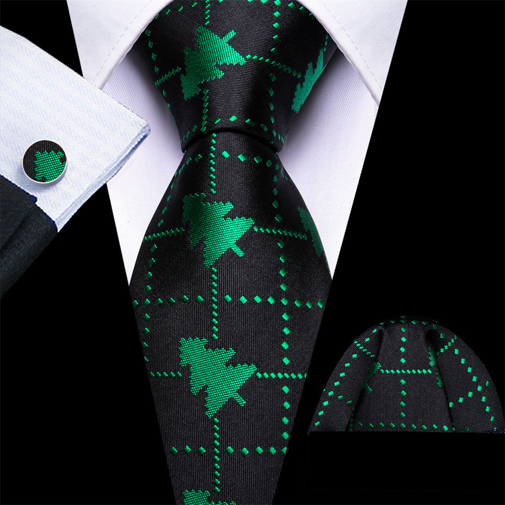 green christmas silk tie