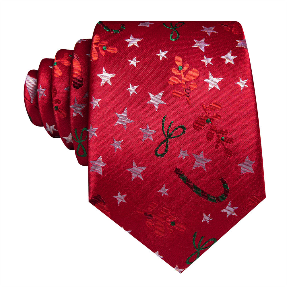 Barry Wang Red Star Ribbon Christmas Necktie Set