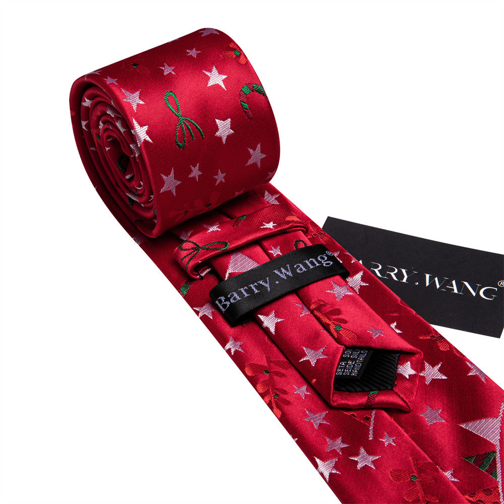 Barry Wang Red Star Ribbon Christmas Necktie Set