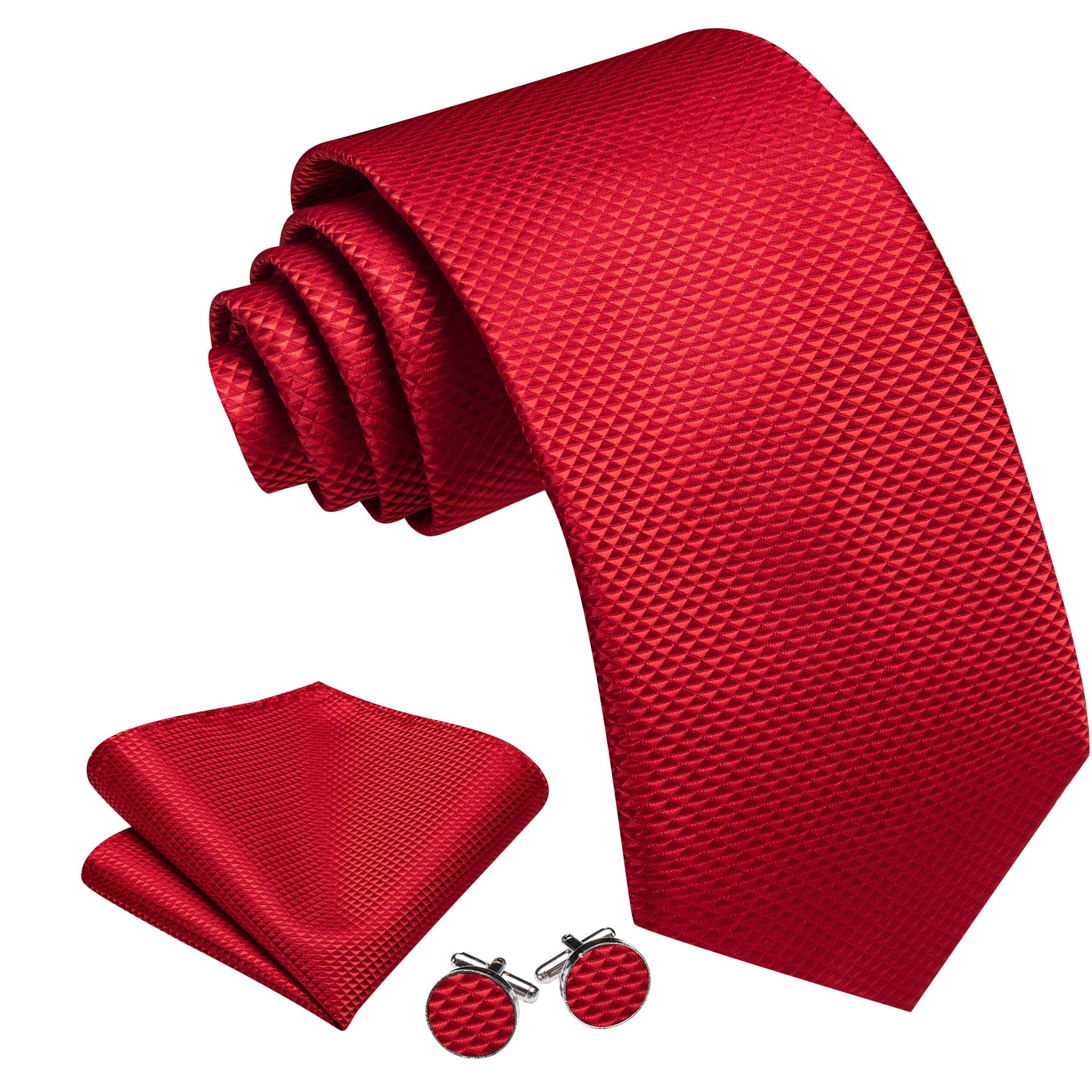 Red Necktie Jacquard Geometric Silk Wedding Ties for Men