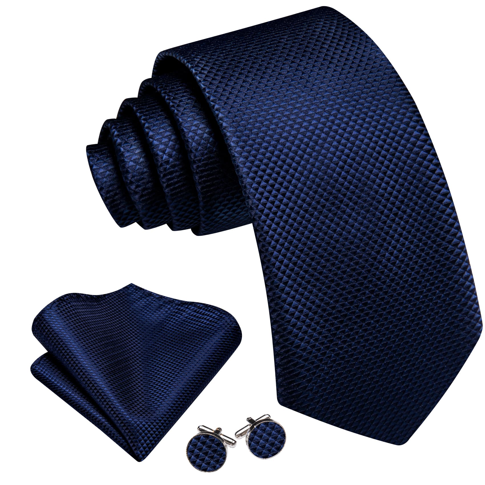  Deep Blue Necktie Jacquard Geometric Silk Men Wedding Tie