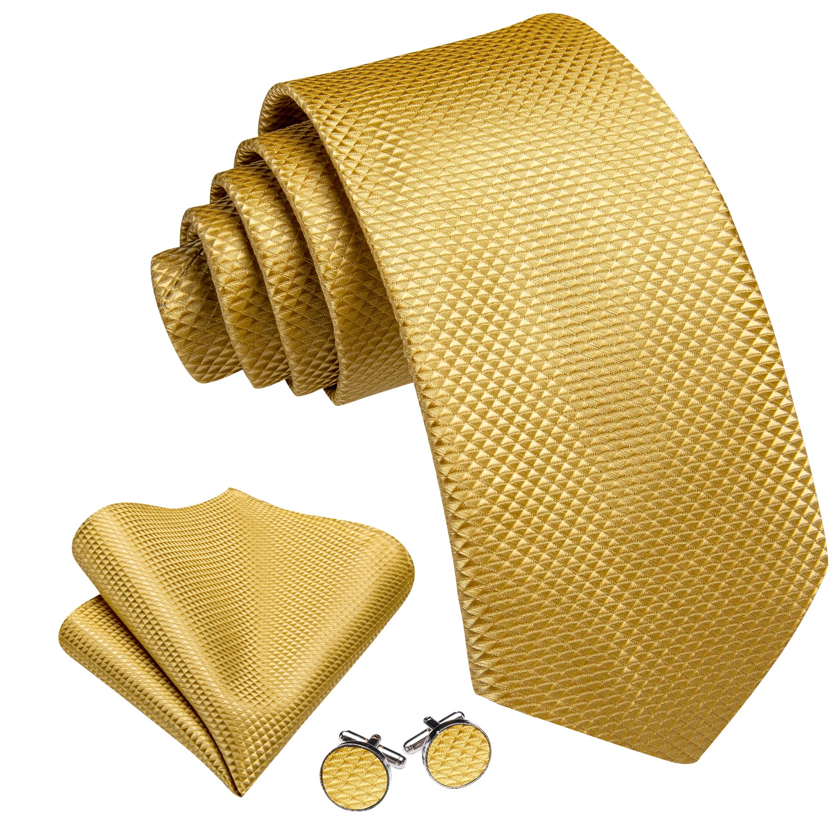  Buff Yellow Necktie Jacquard Geometric Silk Men Wedding Tie