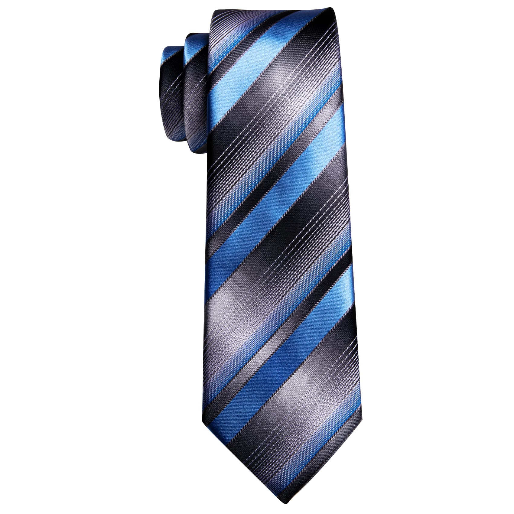 blue and black striped tie for men