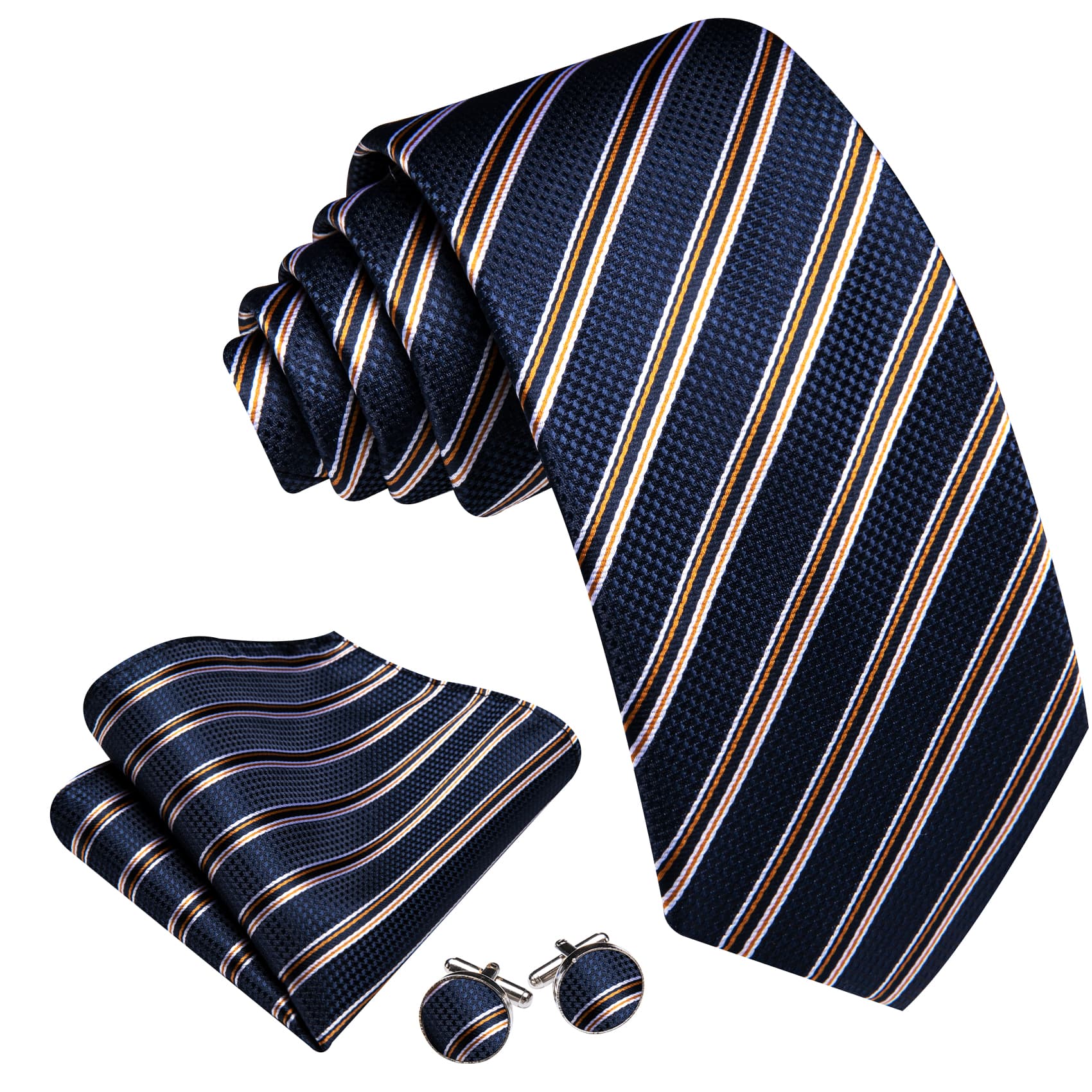 Mne's blue tie pocket square cuddlinks set for men 