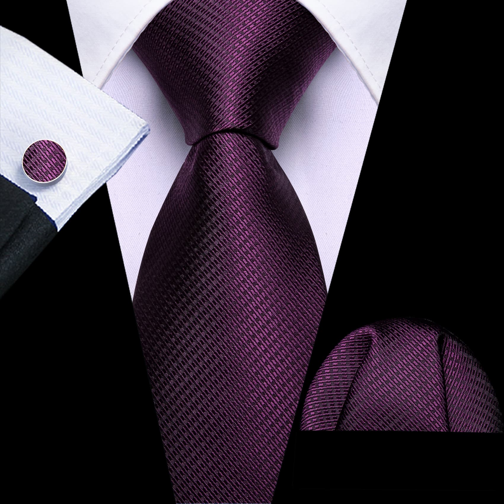 Men's dark purple necktie black suit for men 