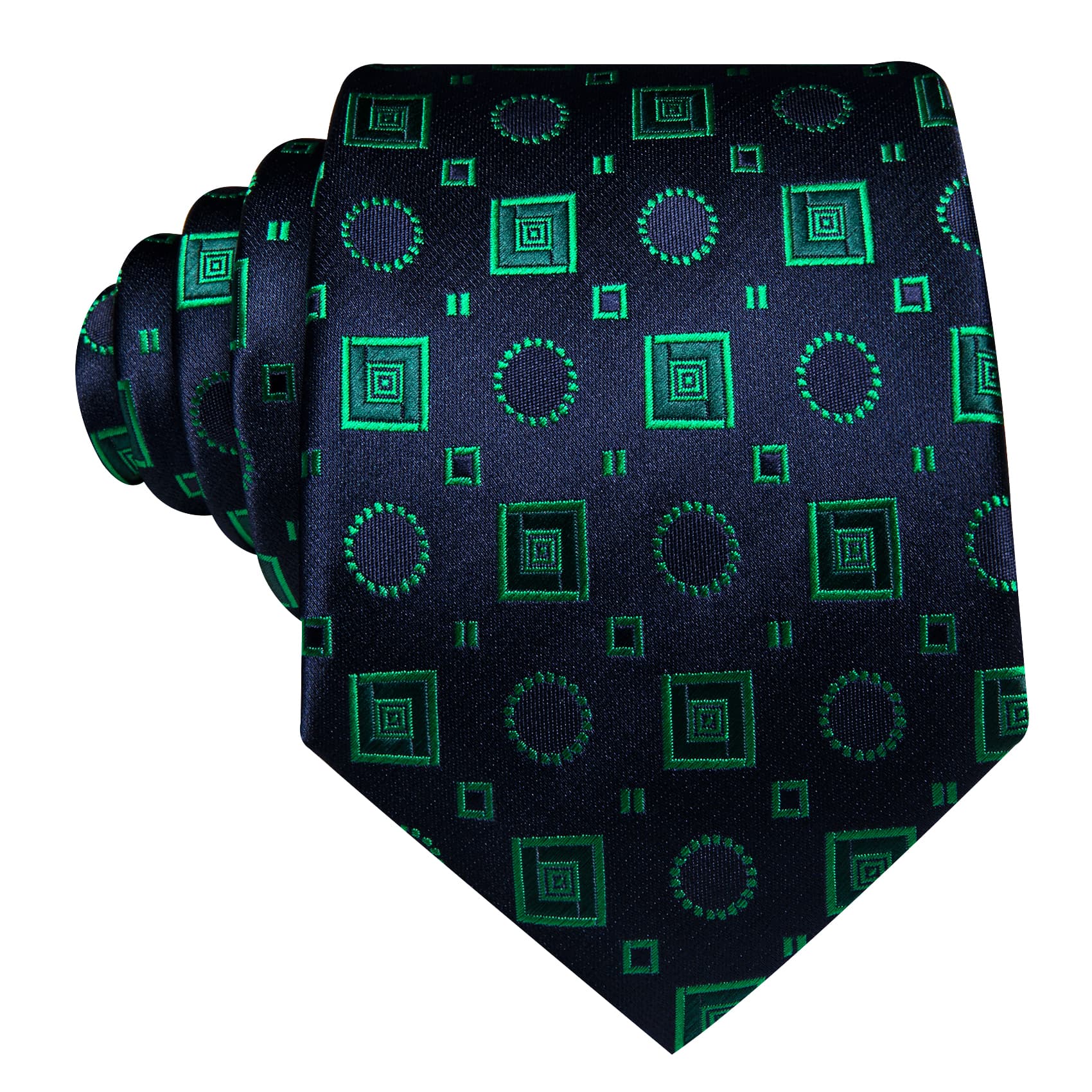 Barry Wang Blue Tie Light Green Jacquard Squares Novelty Necktie Set