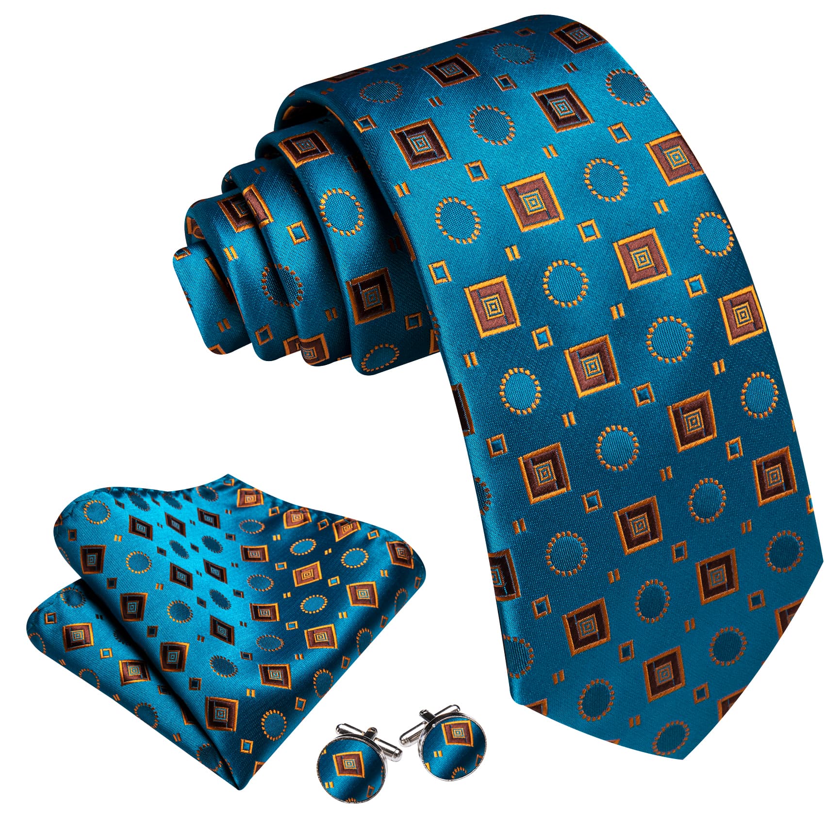 Blue orange necktie  pocket squares