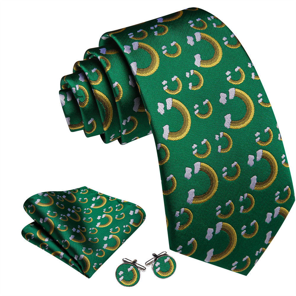 Barry Wang Silk Green Yellow Rainbow Christmas Necktie Set