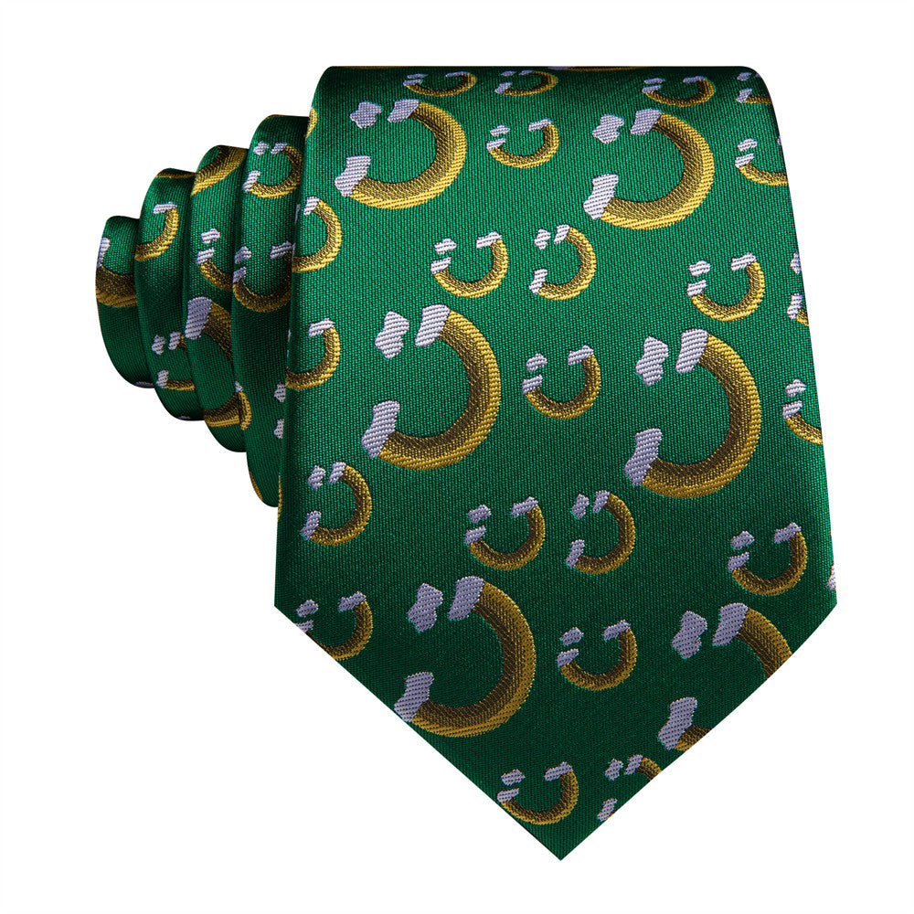 Barry Wang Silk Green Yellow Rainbow Christmas Necktie Set