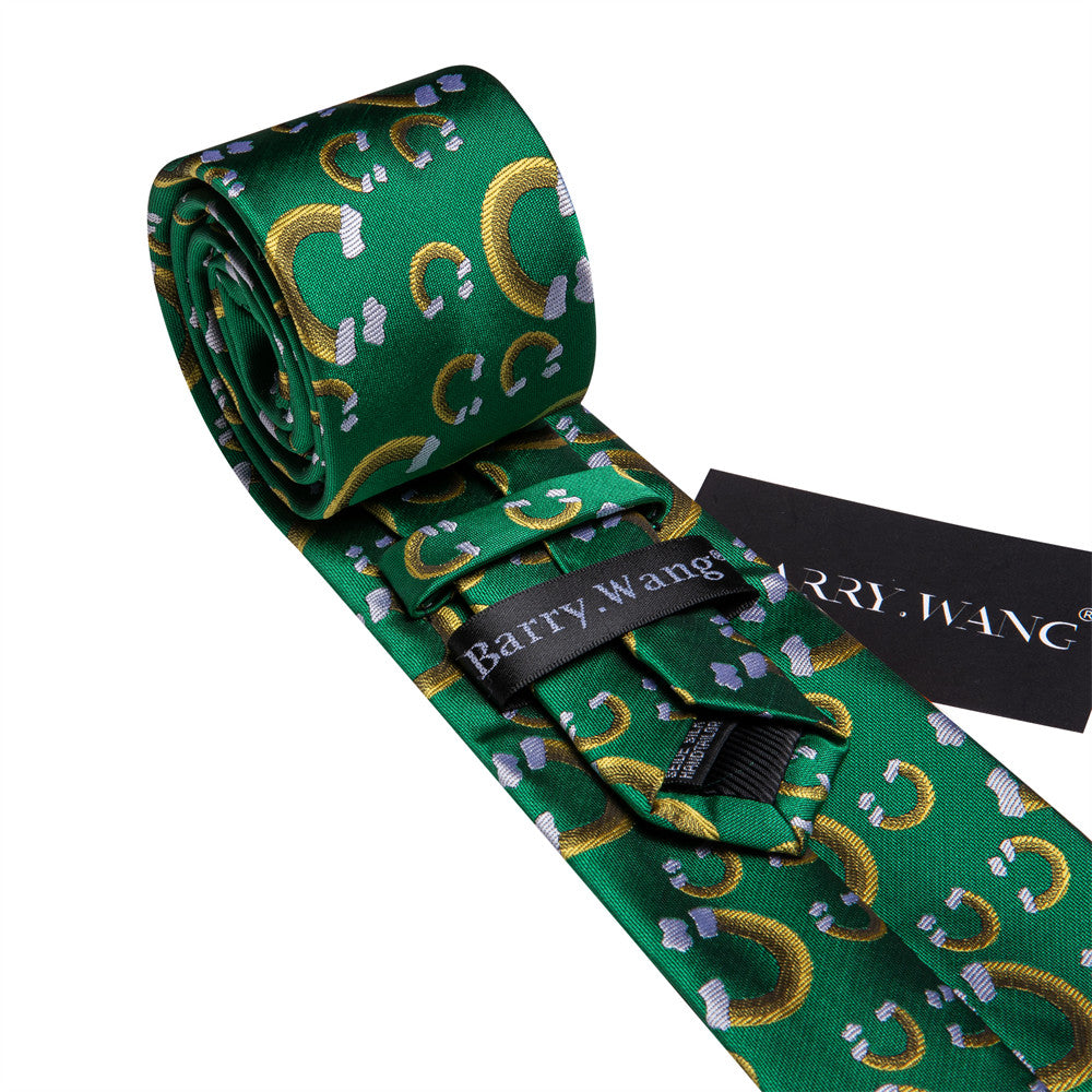 Barry Wang Silk Green Yellow Rainbow Christmas Necktie Set