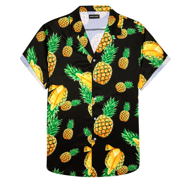 Waimea Casuals Mr. Pineapple Black Hawaiian Shirt