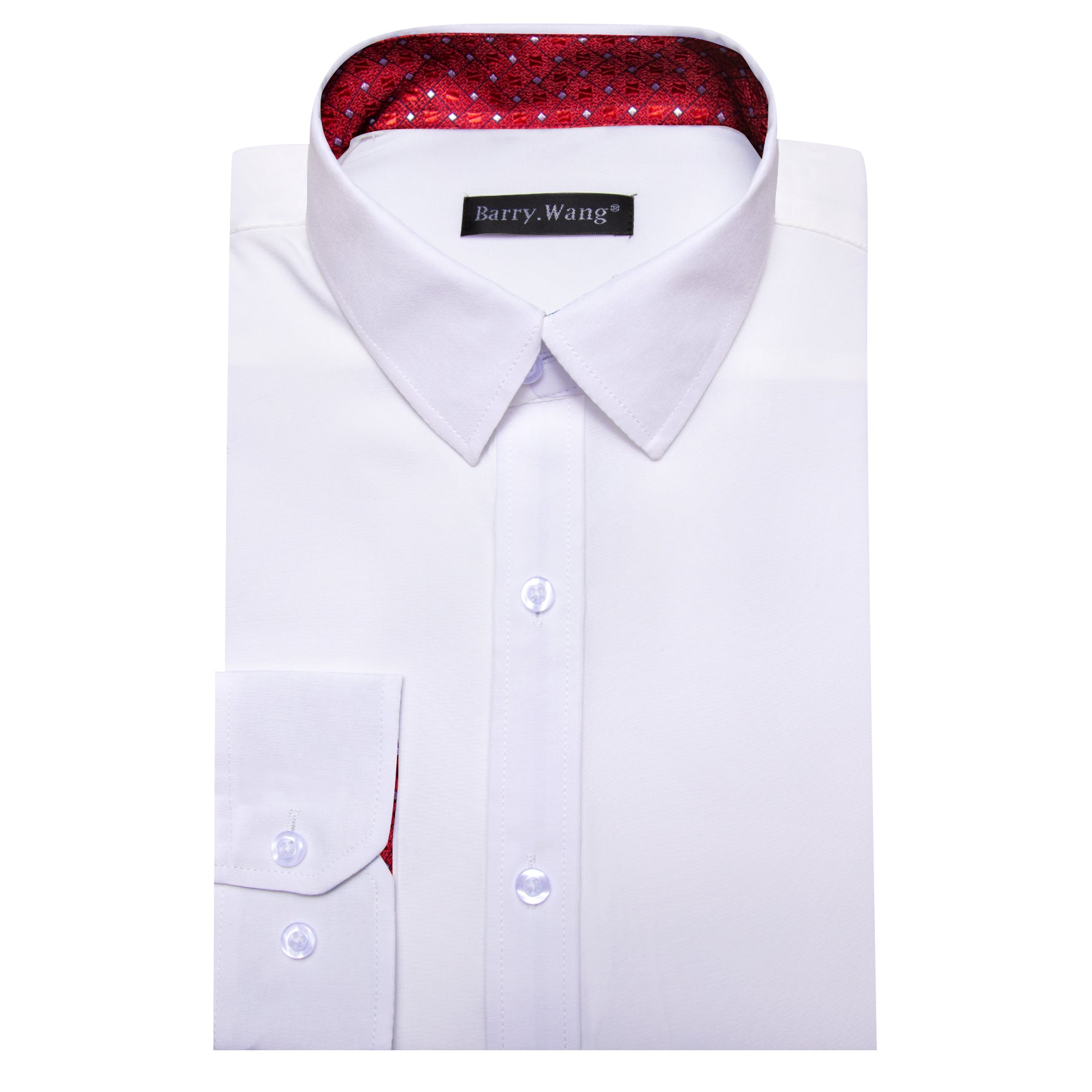 Barry.wang Formal White Red Splicing Men's Business Shirt