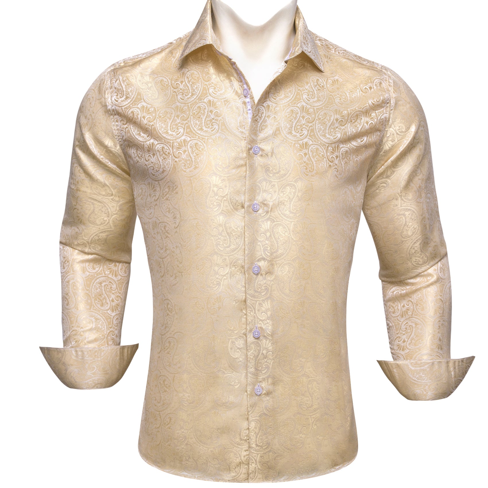   champagne mens dress shirt men's paisley button down shirt silk button up shirts