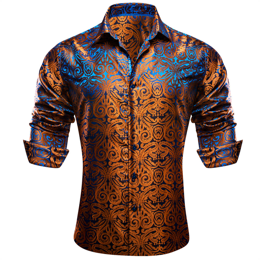 Barry.wang Blue Golden Floral  Shirt