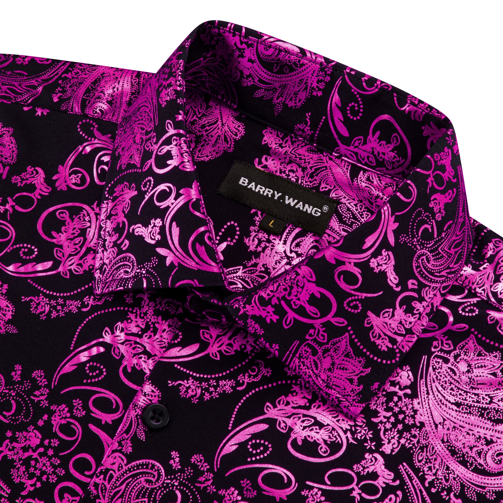 Barry.wang Lavender Black Paisley Silk Men's Shirt