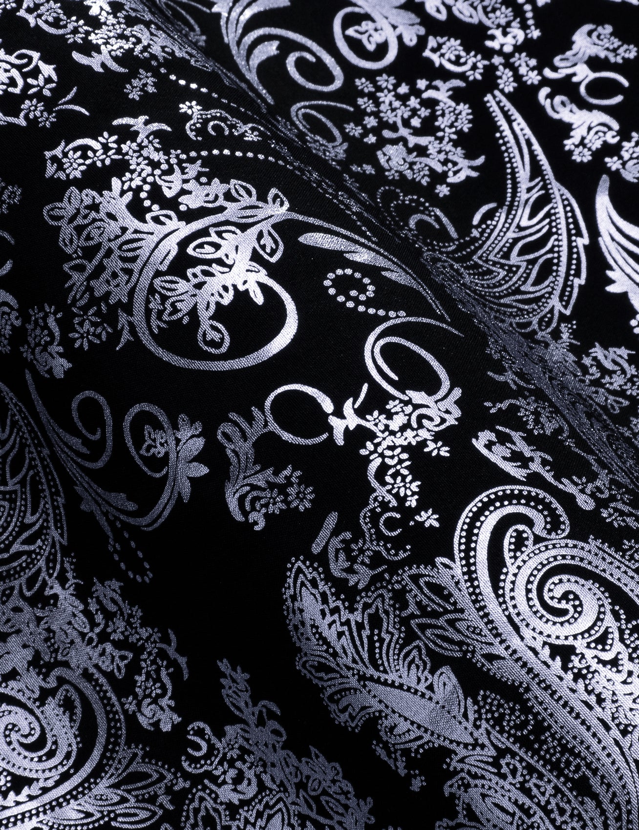 Barry.wang Grey Black Paisley Silk Men's Shirt