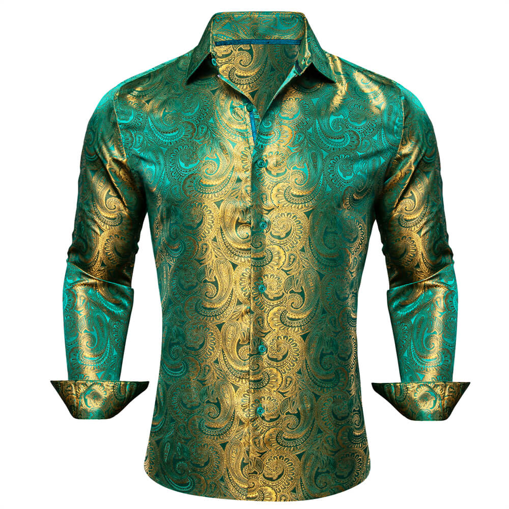 Barry.wang Blue Golden Floral  Shirt