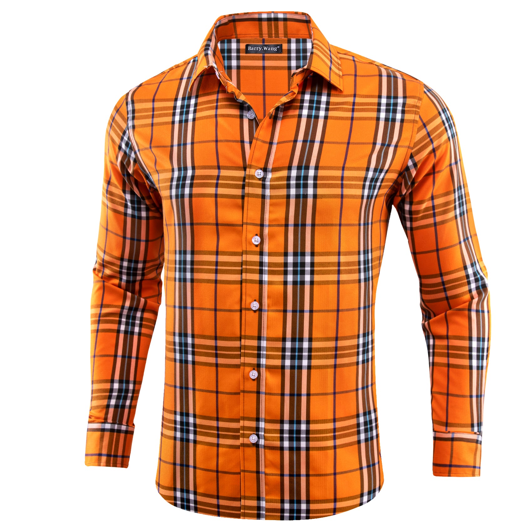 Orange black check sales shirt