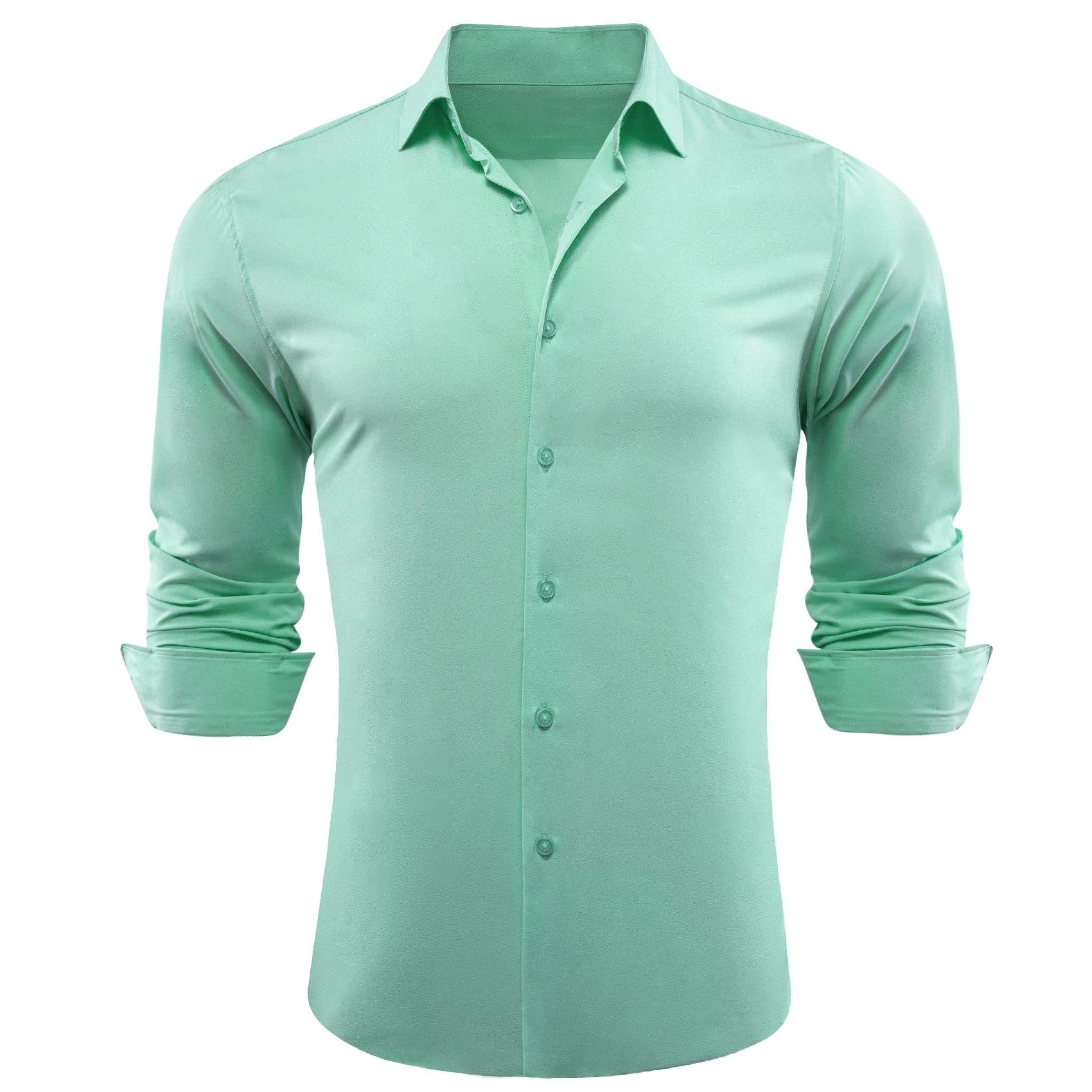 Barry.wang Aqua Solid Silk Shirt