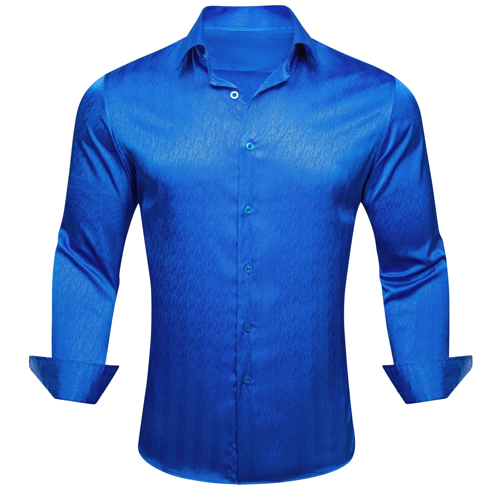 Barry.wang Button Down Shirt Cobalt Blue Solid Men s long sleeve Shirt