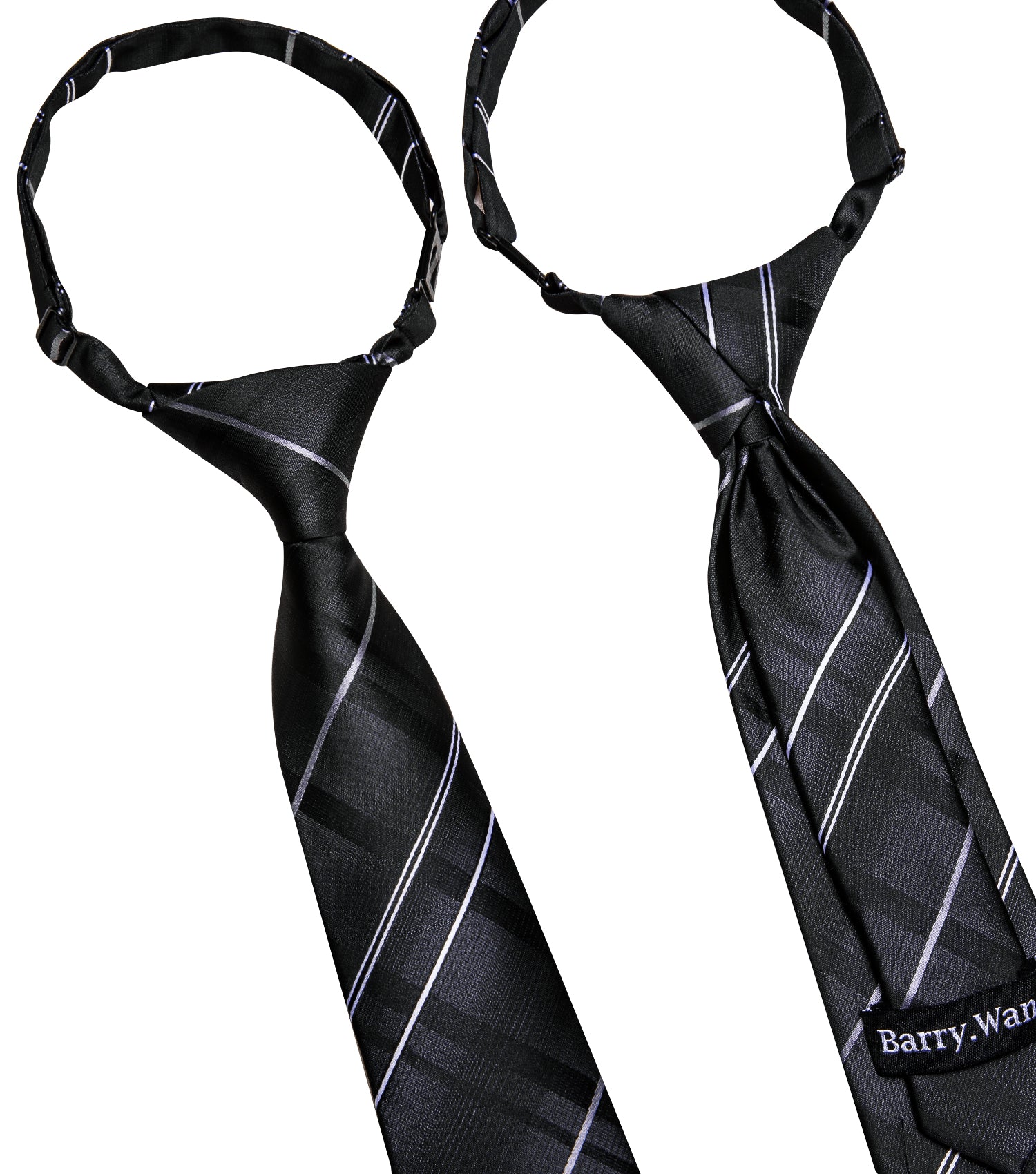 Barry.wang Kids Tie Black White Plaid Children's Silk Tie Hanky Set