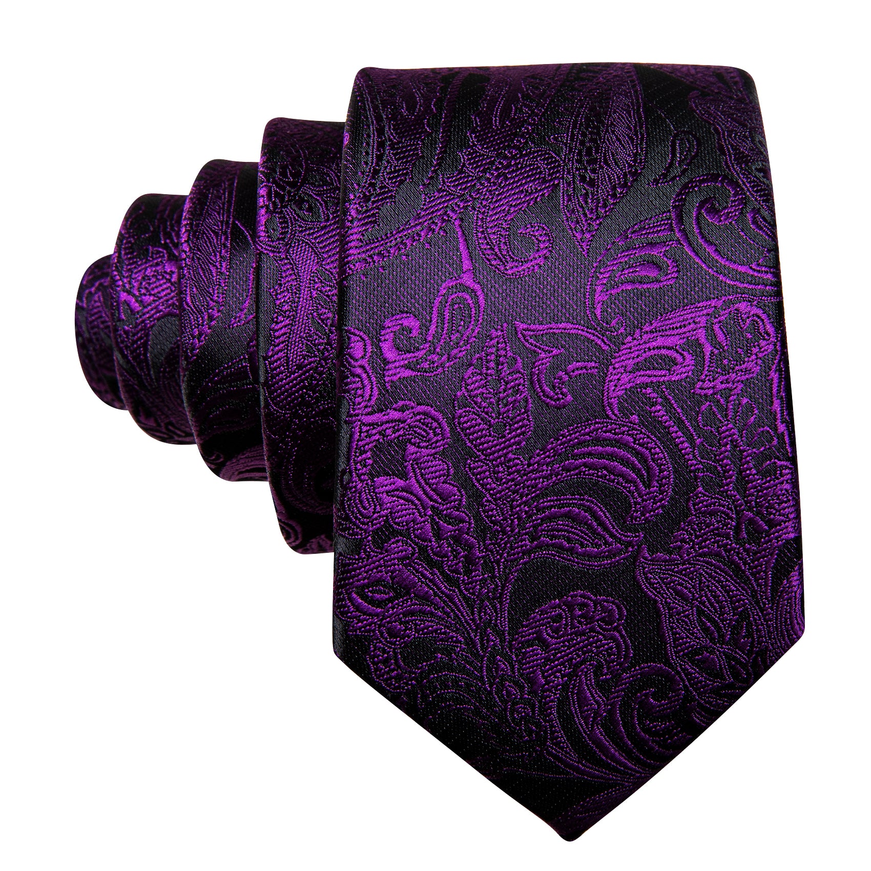 Kids Tie Purple Black Paisley Tie Pocket Square Set