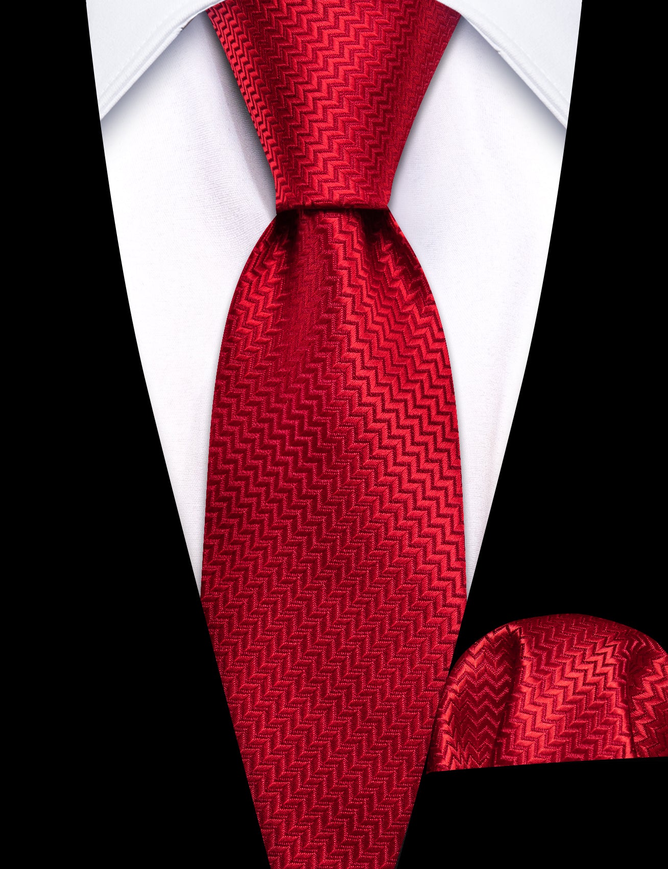 Boys Ties Crimson Red Curve Tie Pocket Square Set For Kids