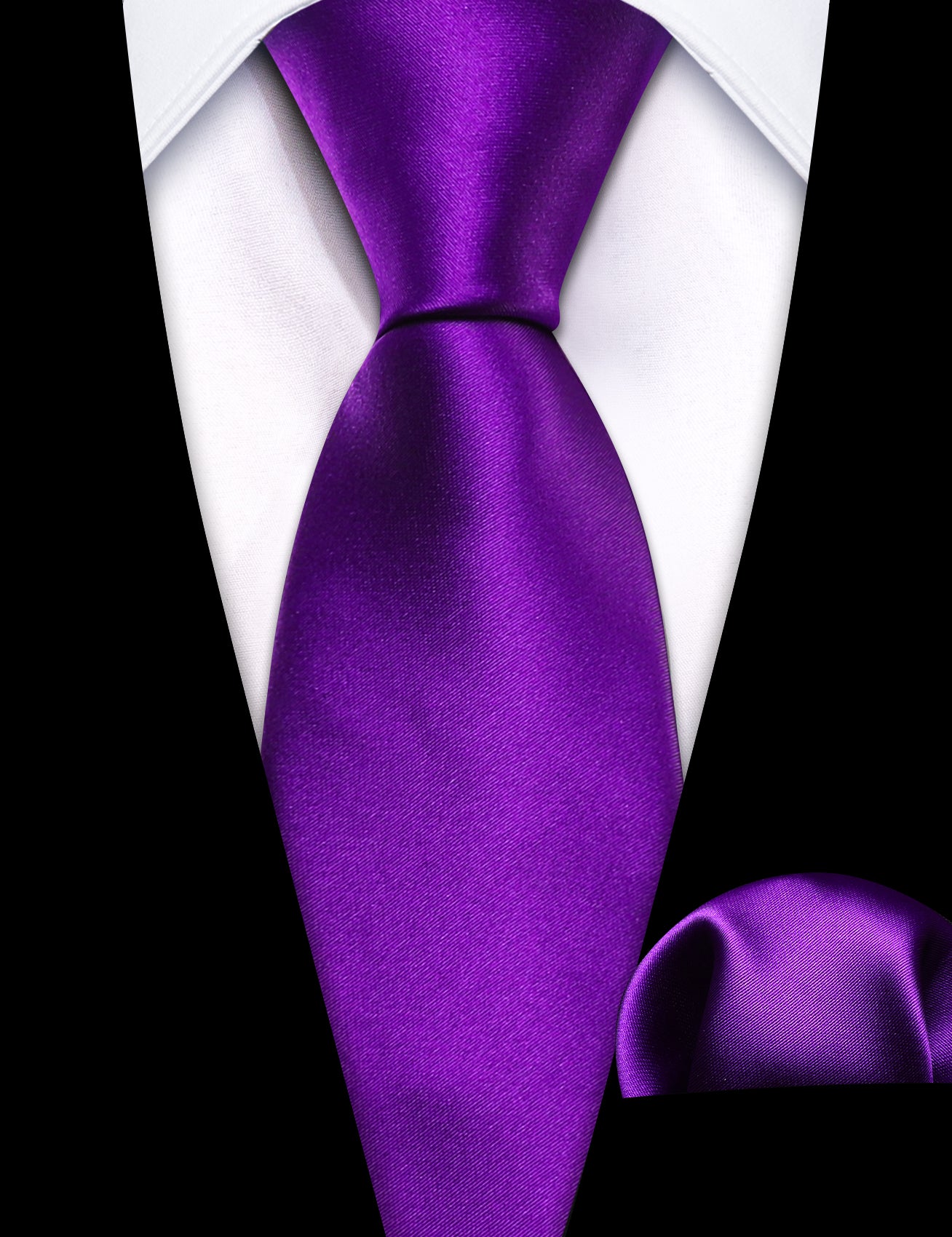 Barry Wang Children Purple Solid Kids Tie Pocket Square Set for Boys