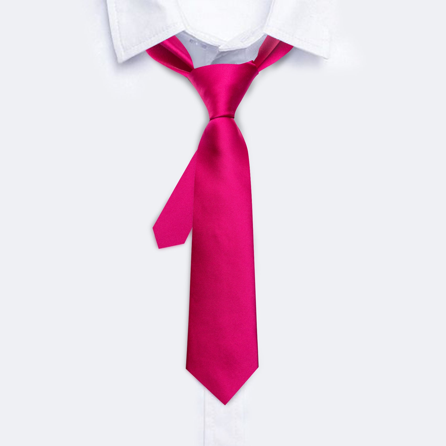 Rose Red Solid Boy Satin Necktie Pocket Square Set For Kids