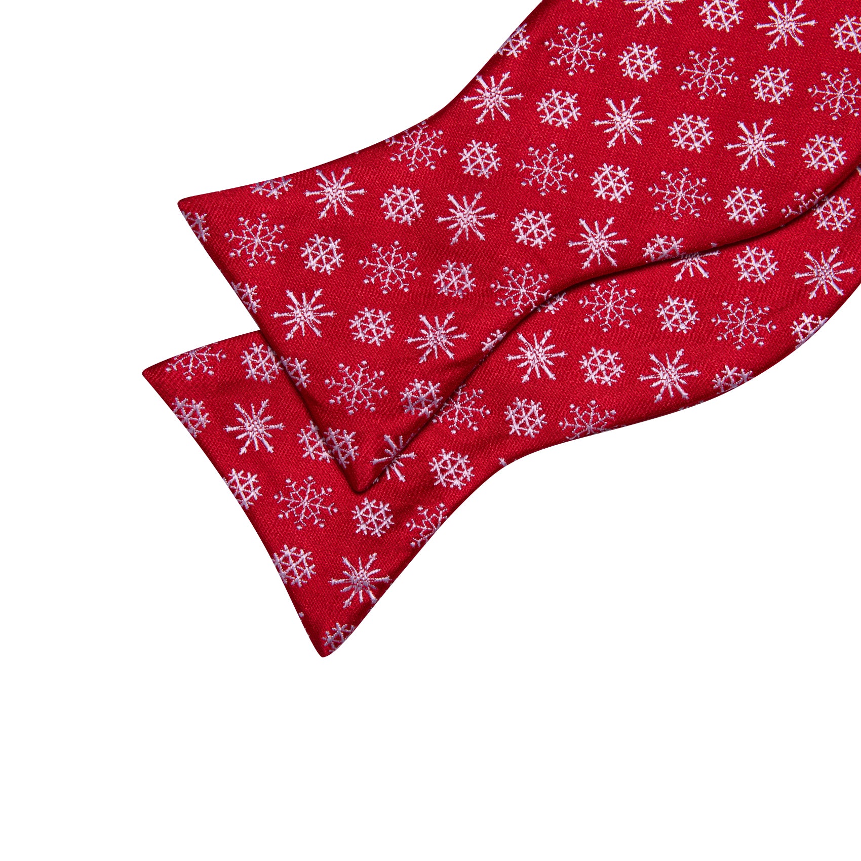 Christmas Red White Snowflake Silk Self Tie Bow Tie Hanky Cufflinks Set