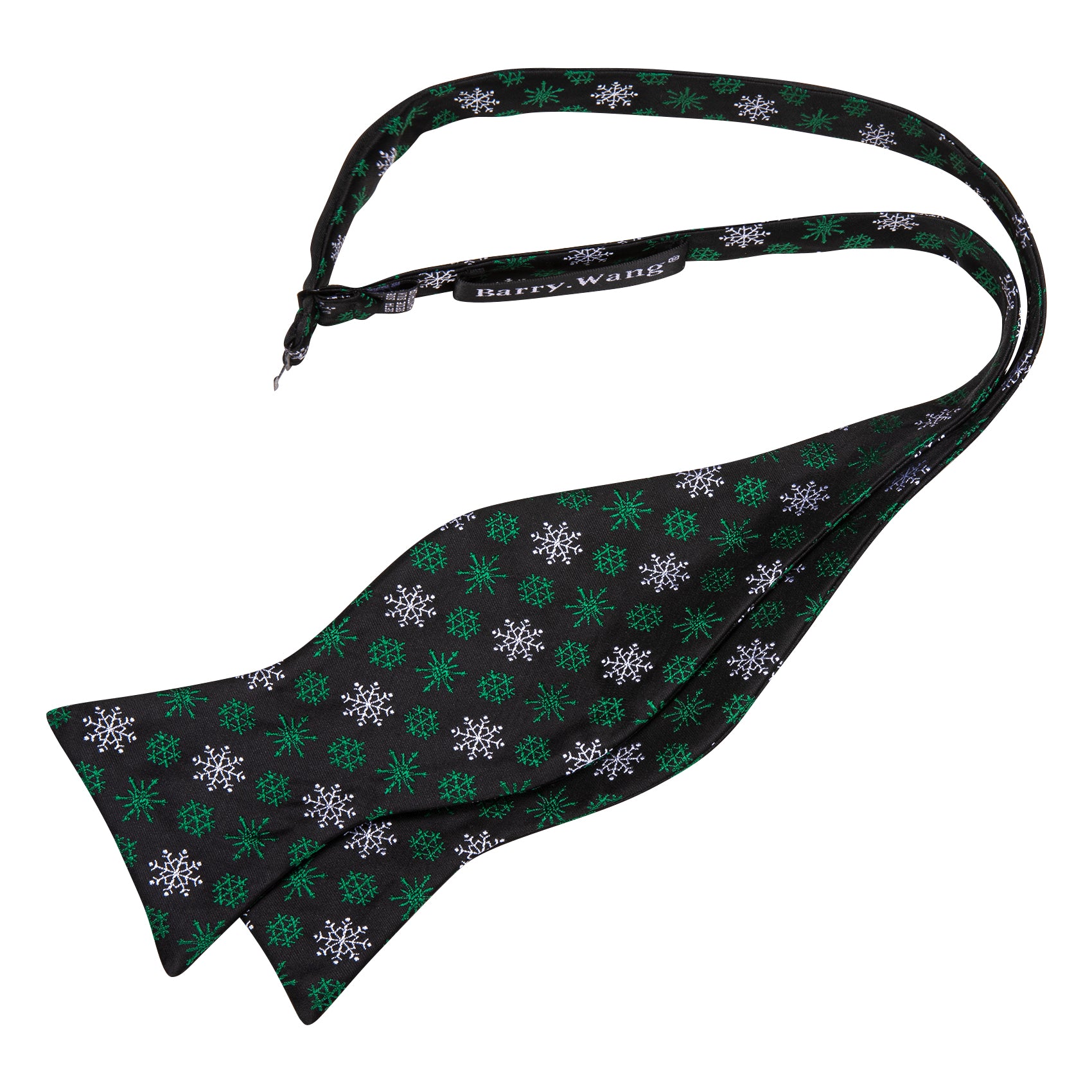 Christmas Black Green Snowflake Self Tied Mens Bow Tie Set