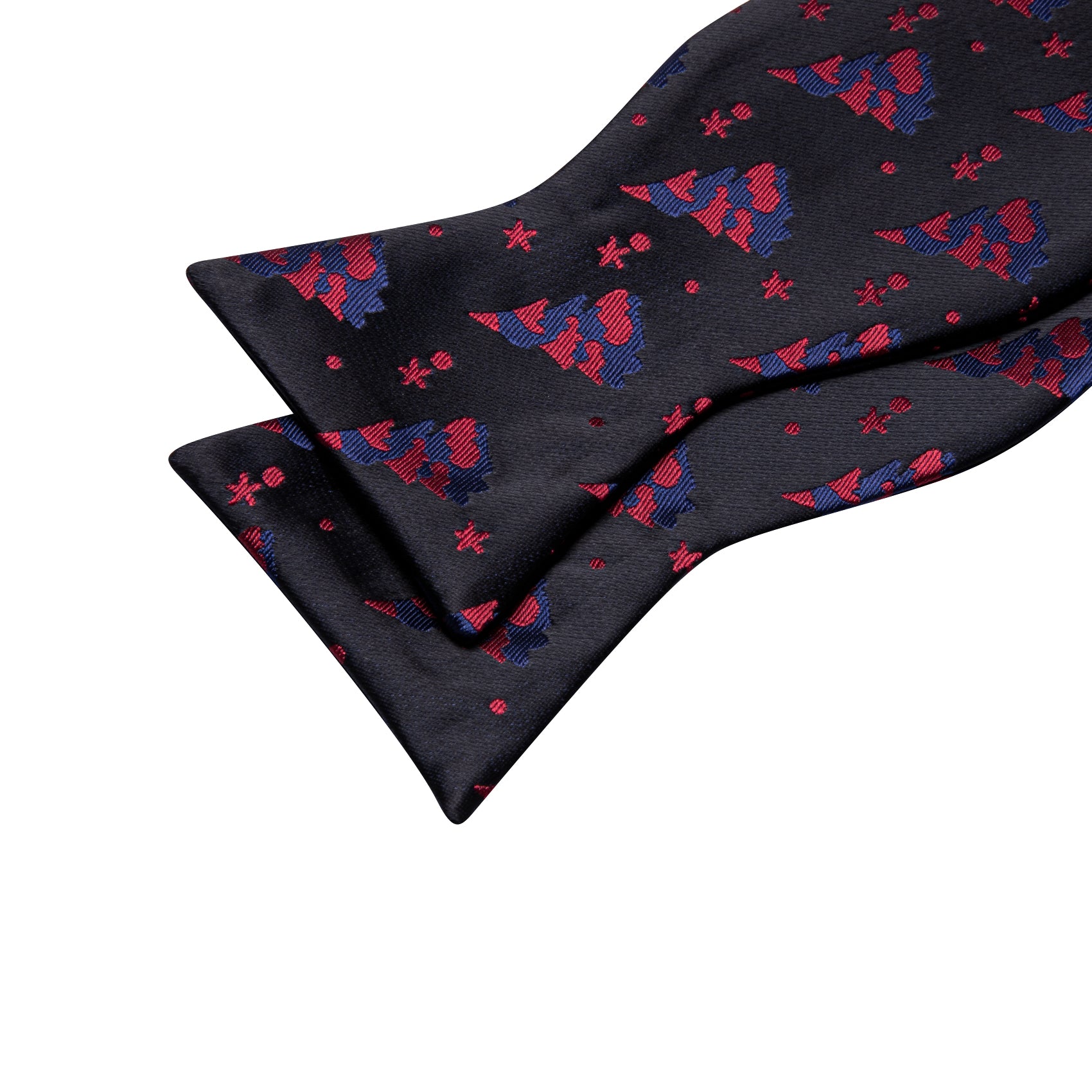  Christmas Black Red Tree Silk Bow Tie Hanky Cufflinks Set