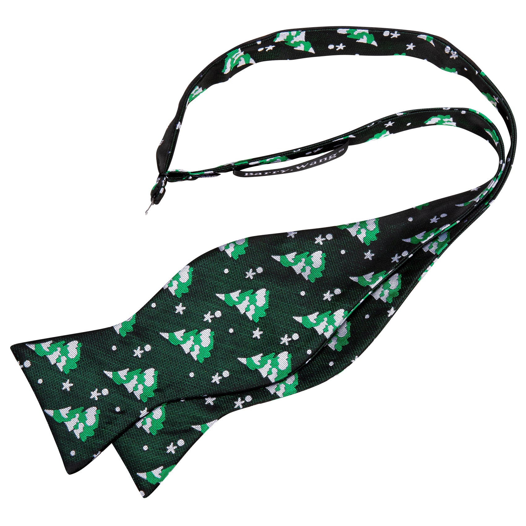 Christmas Black Green Xmas Tree Self Tied Mens Bow Tie Set