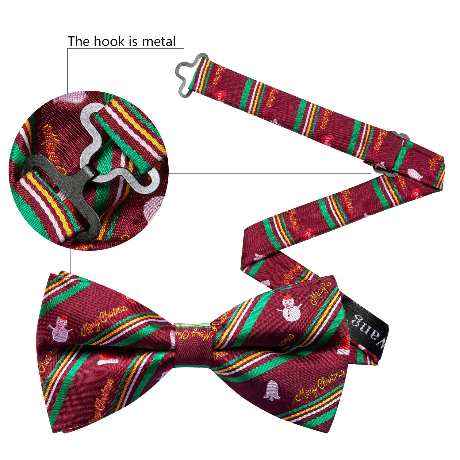 Christmas Green Red Xmas Snowman Pre Tied Mens Bow Tie Set