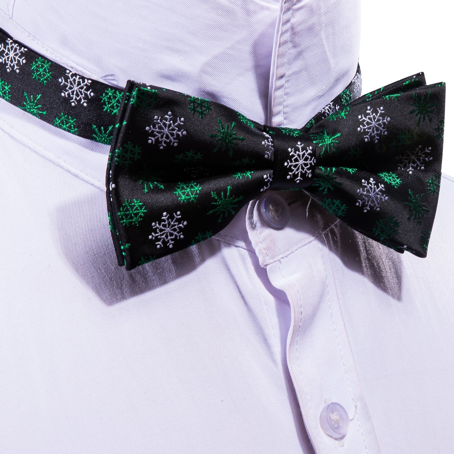 Christmas Black White Snowflake Silk Pre Tied Bow Tie Set