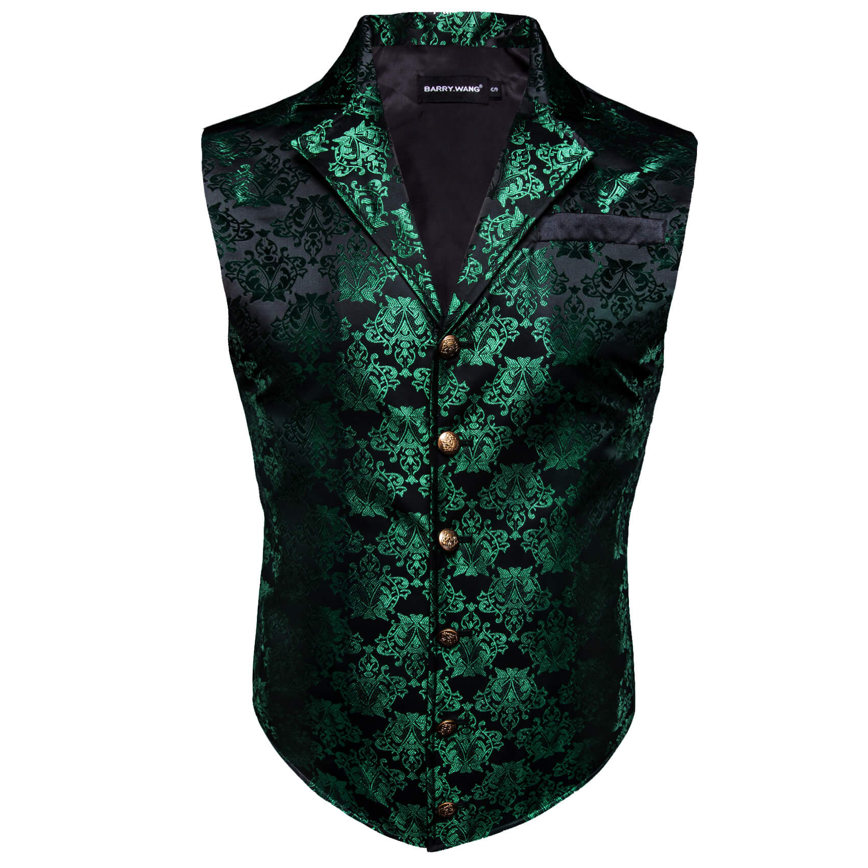 Barry Wang Emerald Green Novelty Mens Button Up Vest