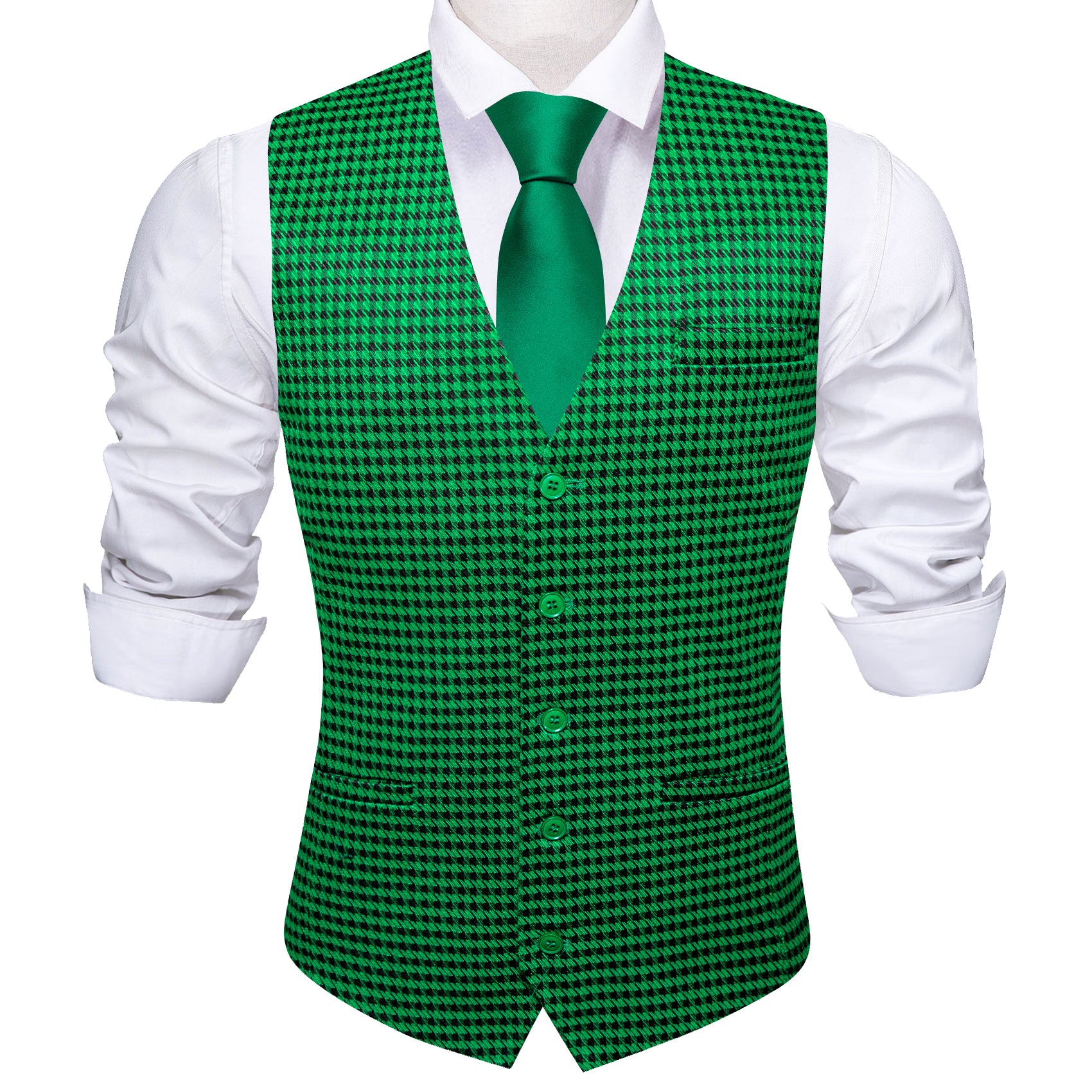 green vest and tie