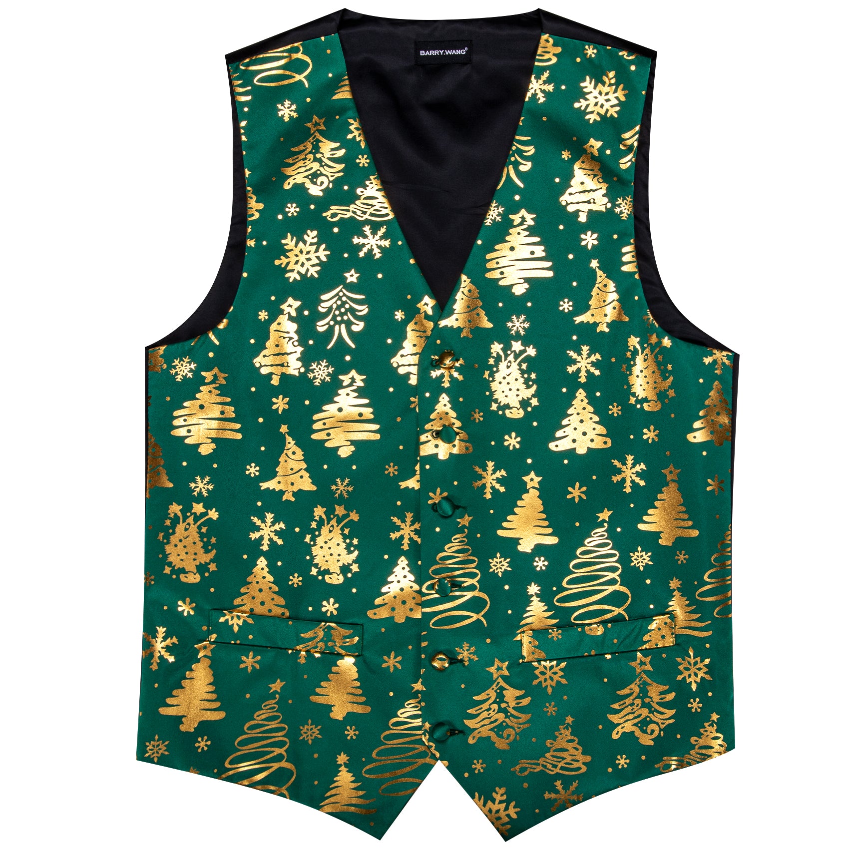 Christmas Green Gold Xmas Tree Bowtie Waistcoat Vest Set