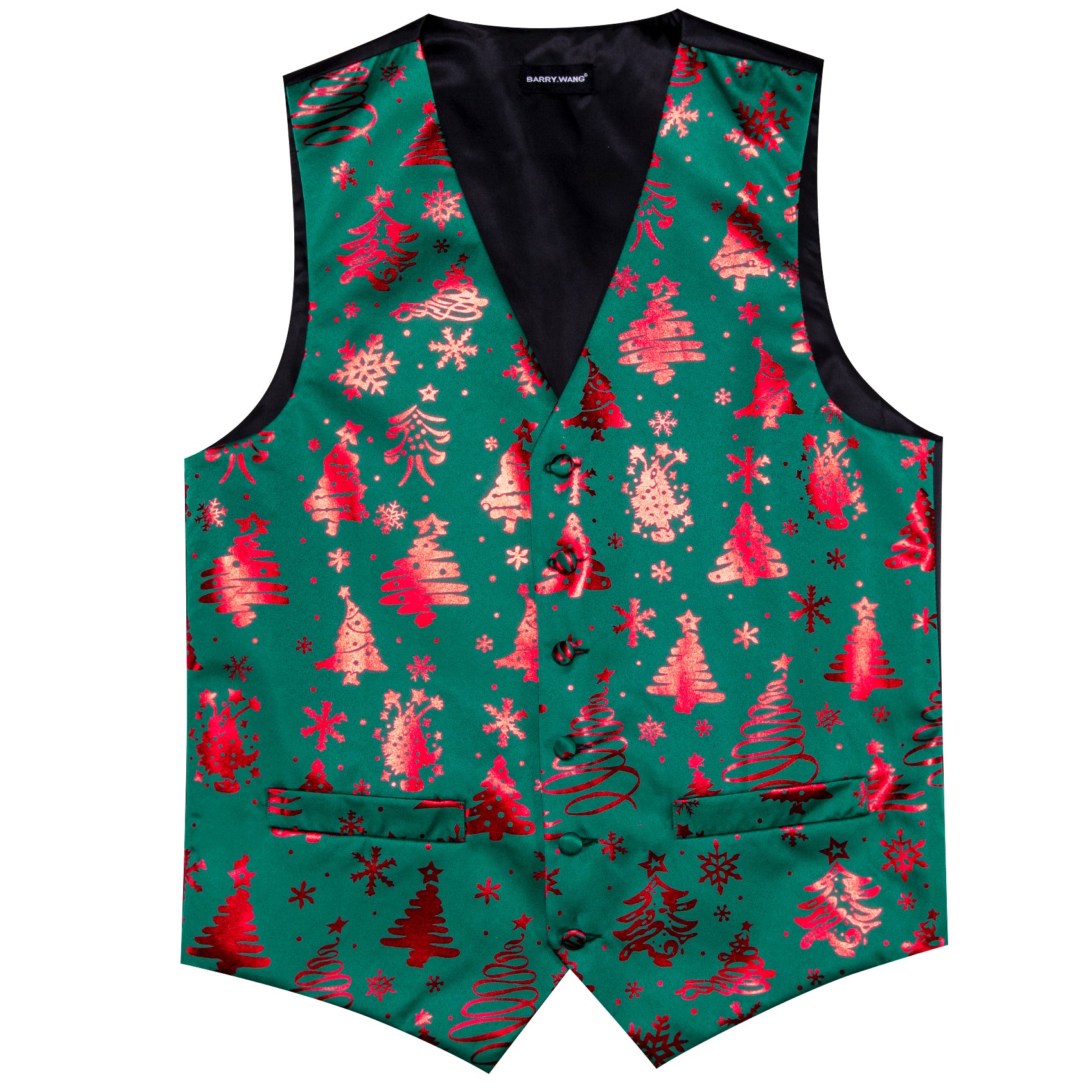 Christmas Green Red Xmas Pattern Waistcoat Vest Bowtie Set