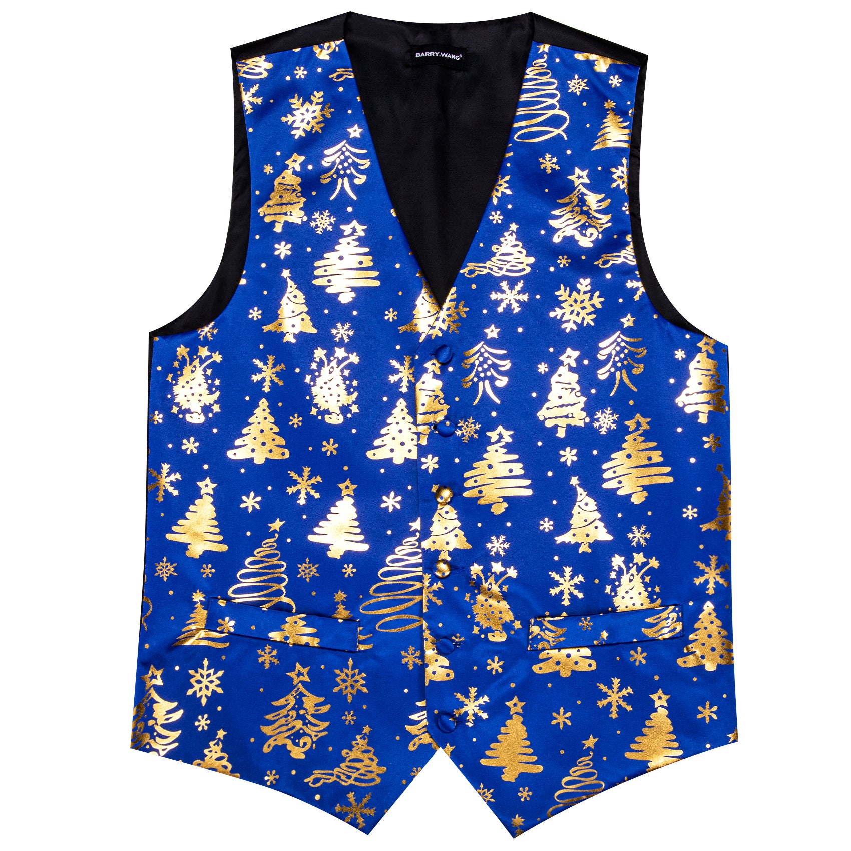 Christmas Blue Gold Xmas Tree Bowtie Waistcoat Vest Set