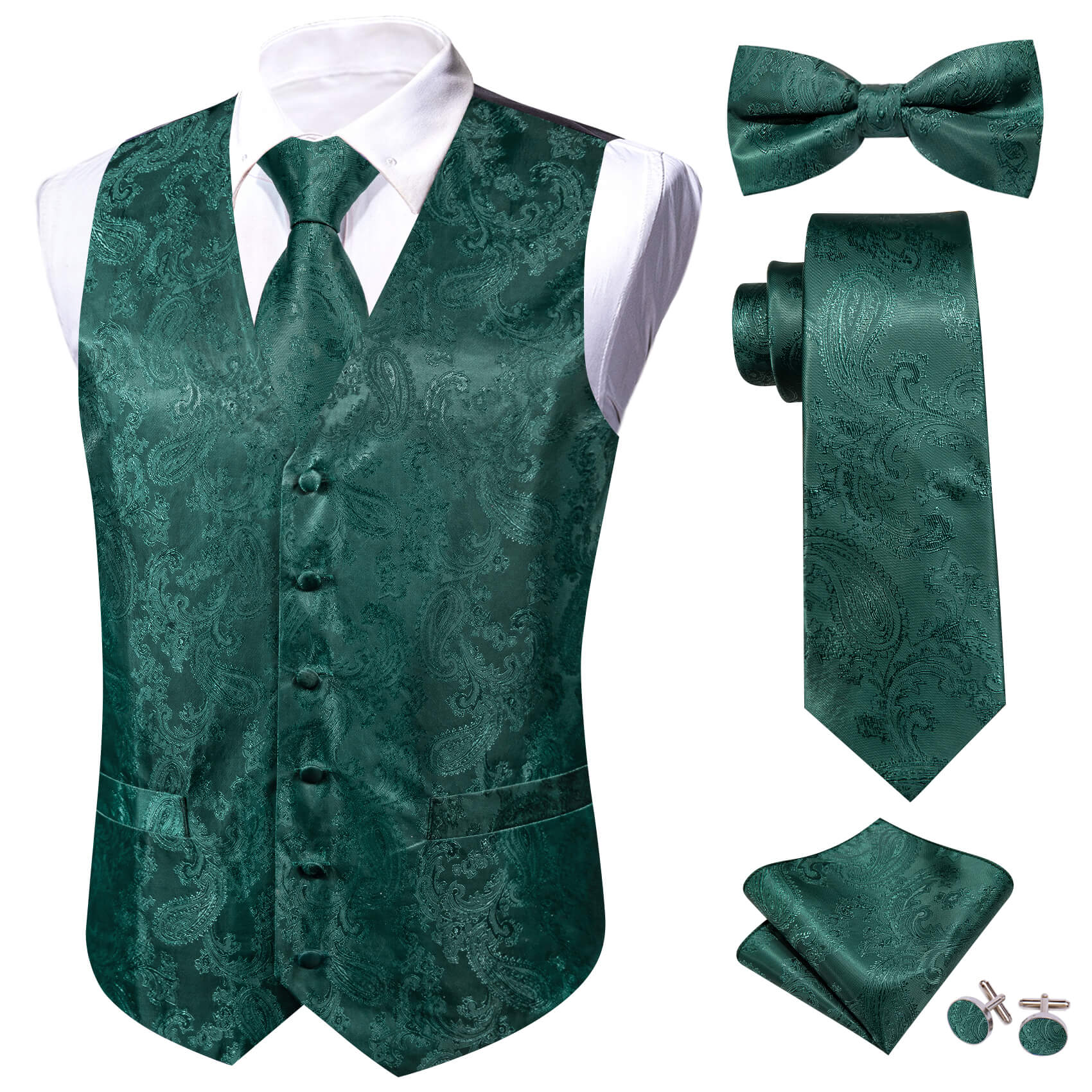 green tux Dark Green pais forest green vest