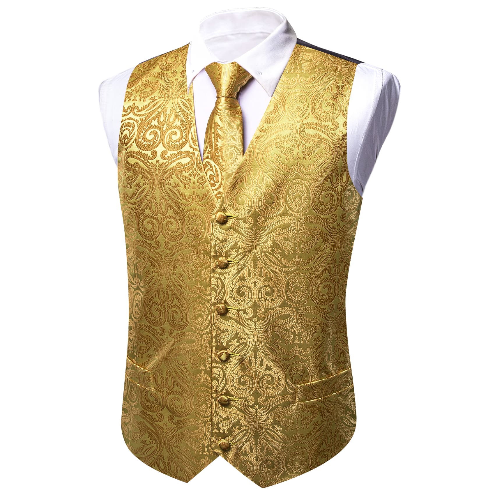 yellow vest mens white dress shirt  windsor Collar shirt 