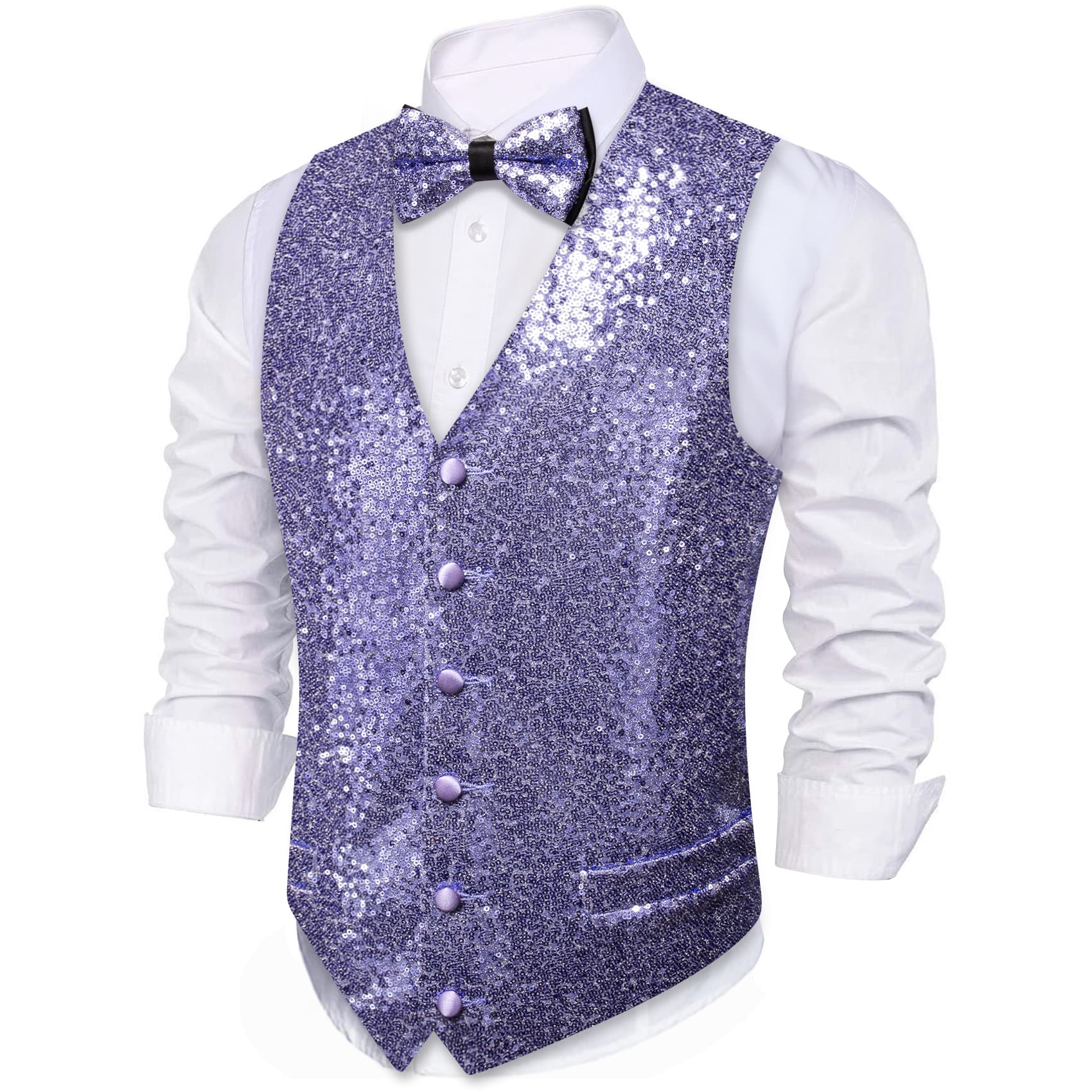 Purple mens vest white shirt  prom vests and bow ties