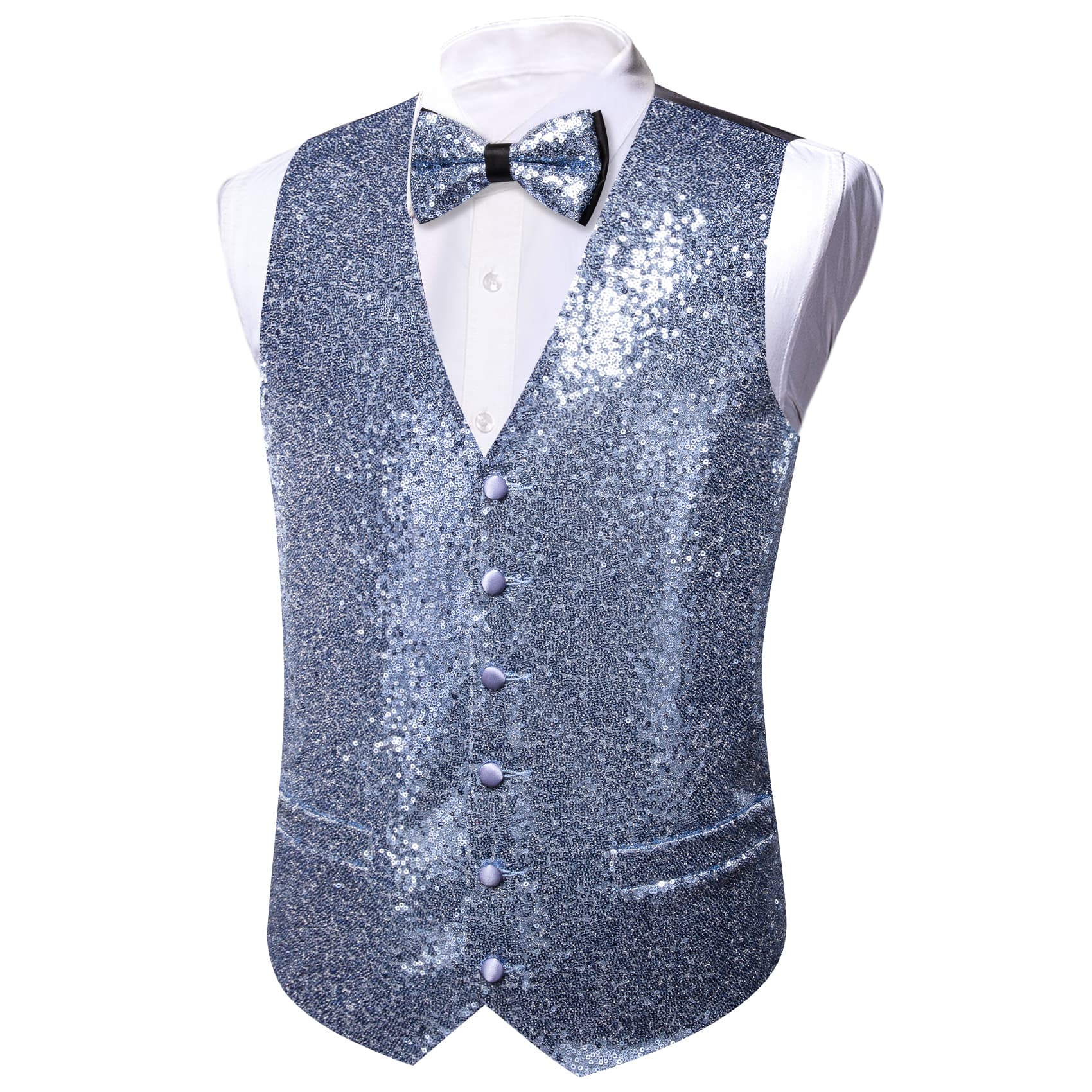 6 buttons wedding vest for men blue color 