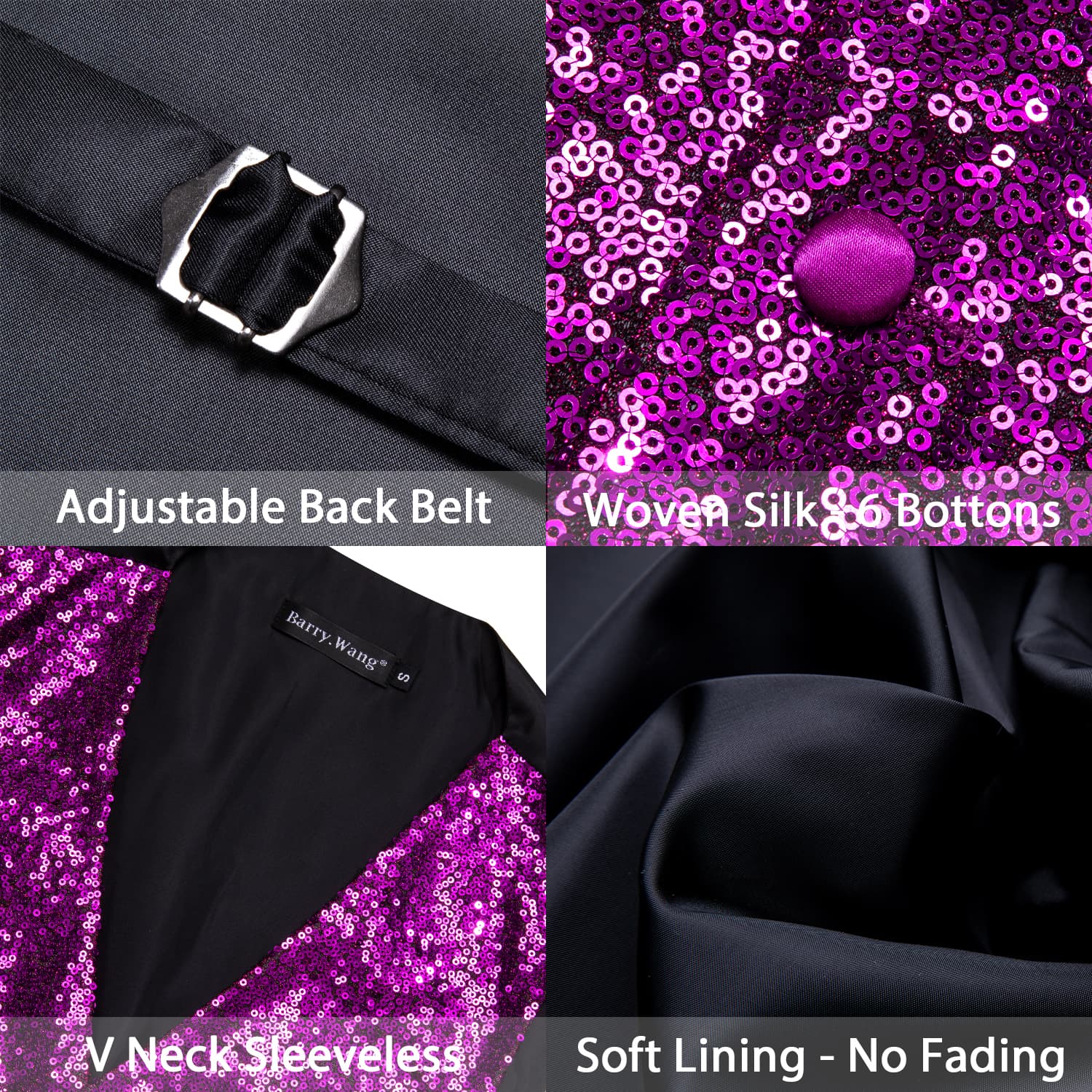 6 button vest button up waistcoat  bow tie suit men purple vest