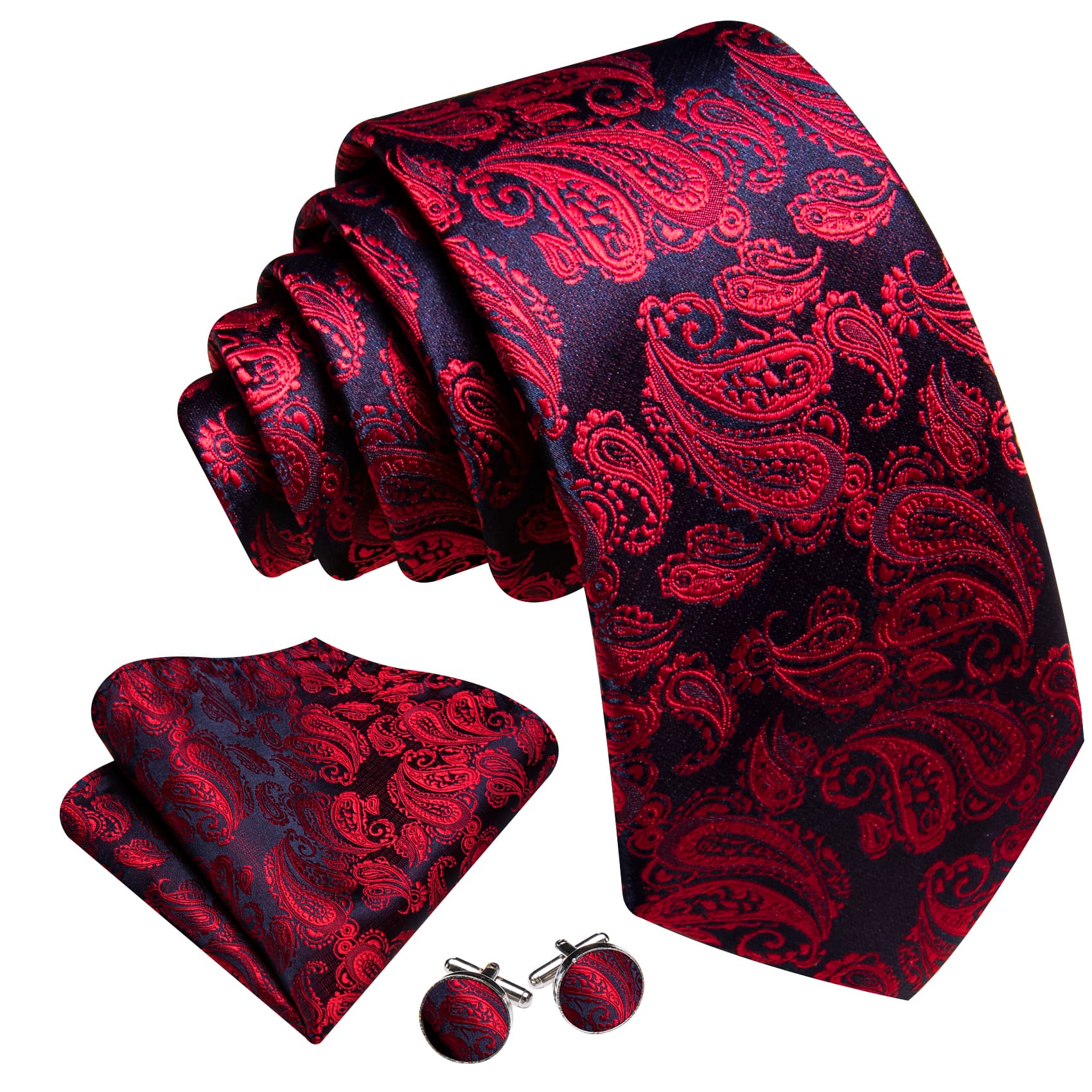 mens necktie hanky pocket and cufflinks set for mens dress suit  burgundy ties for wedding