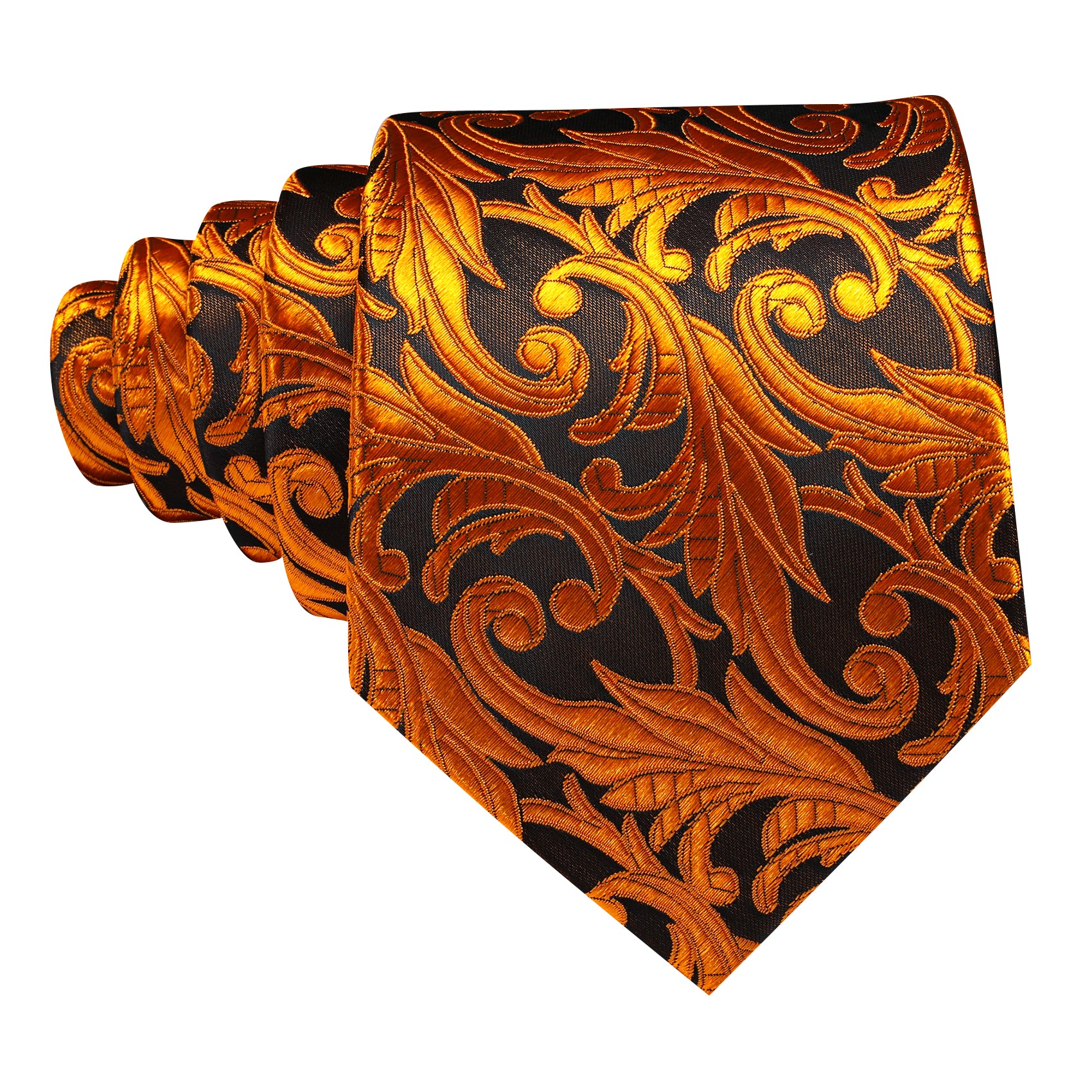  Burnt Orange Necktie Paisley Tie Handkerchief Cufflinks Set