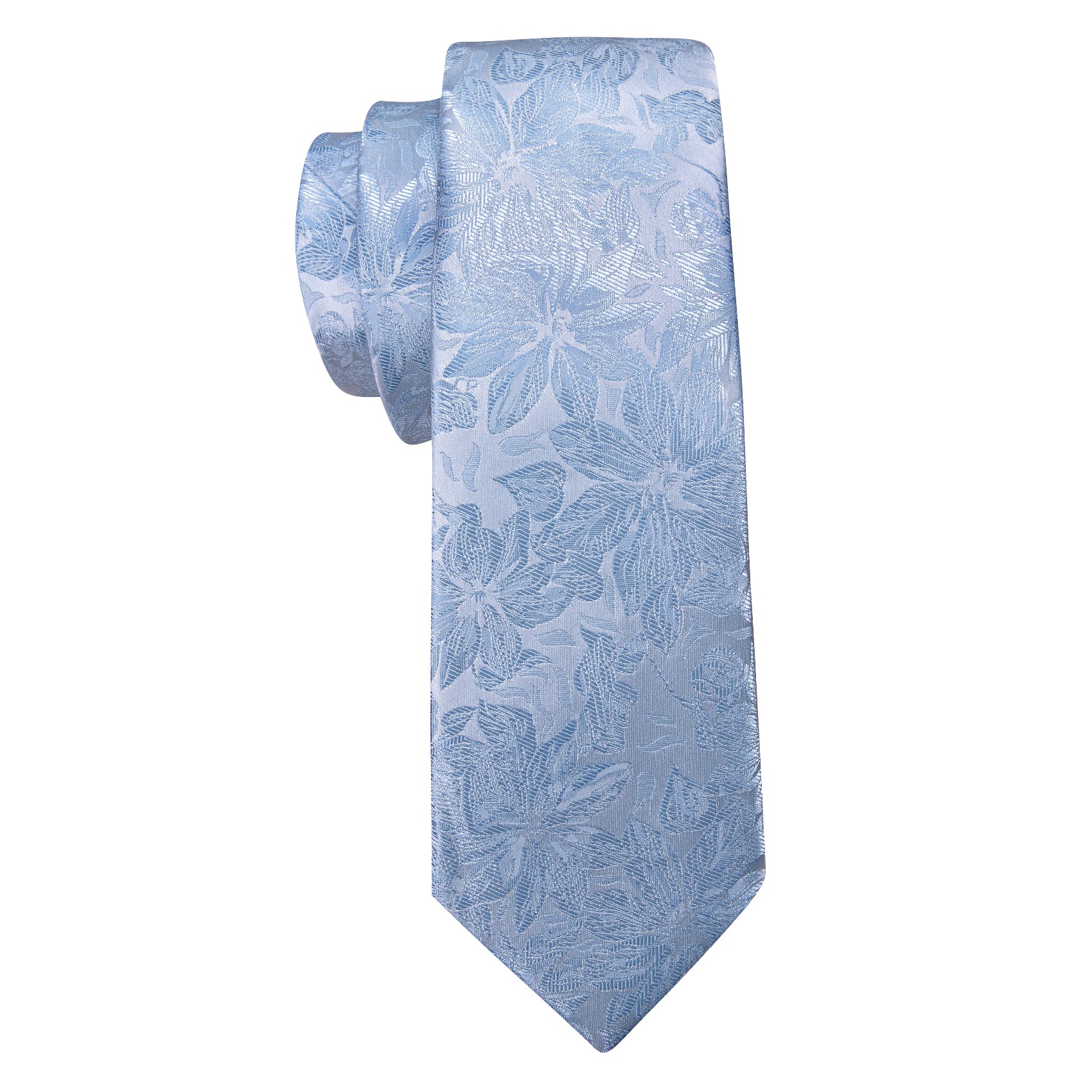 Light Blue Paisley Silk Tie Handkerchief Cufflinks Set