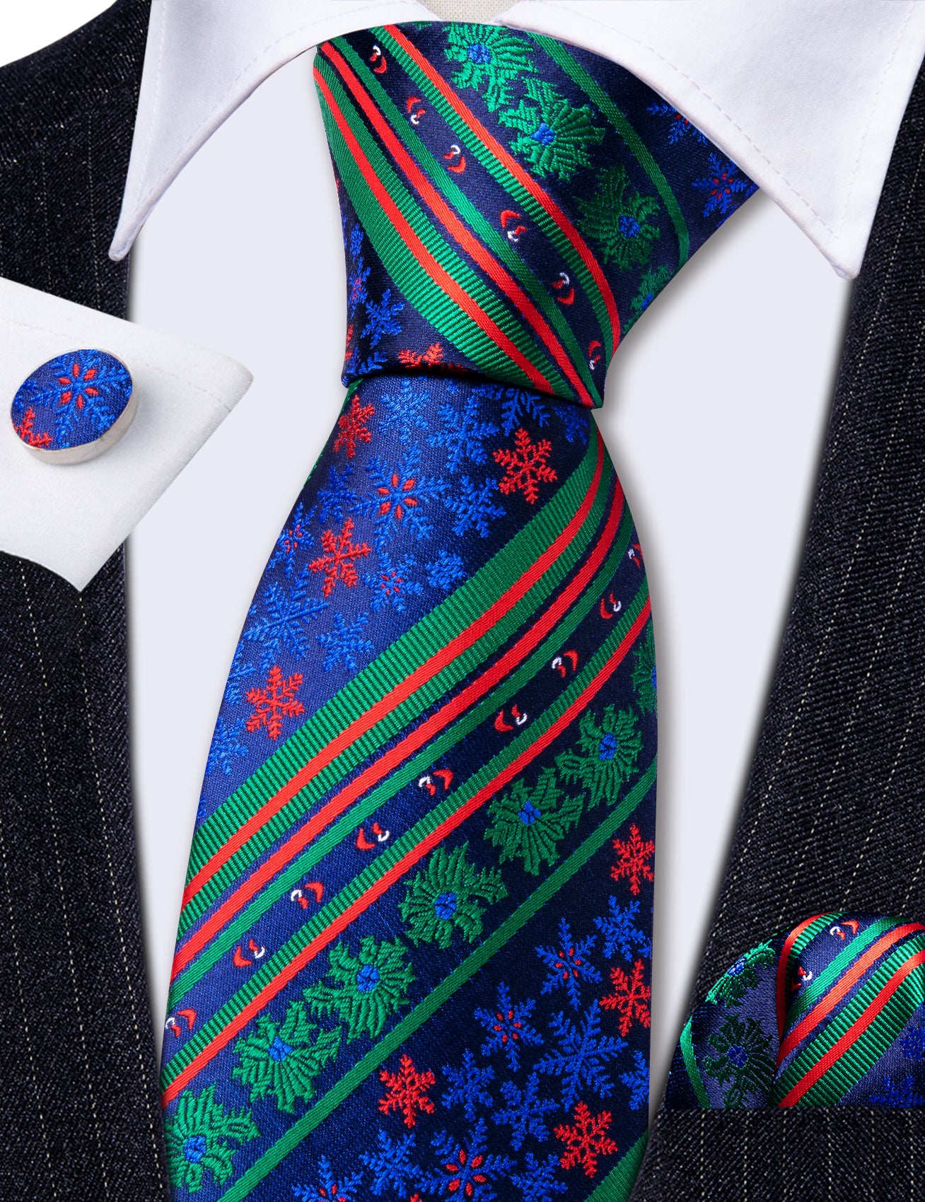 blue and green floral tie