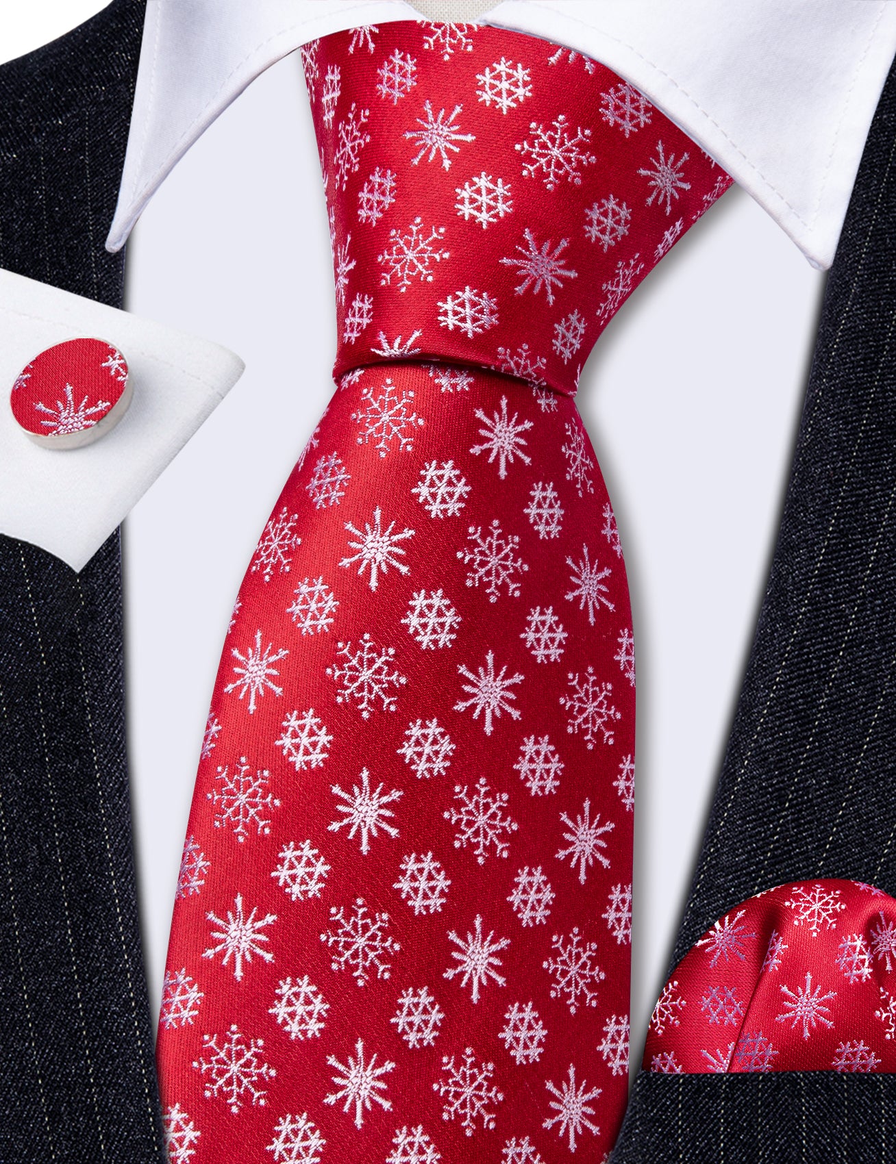 cheap ties Red white snowflake necktie for men 